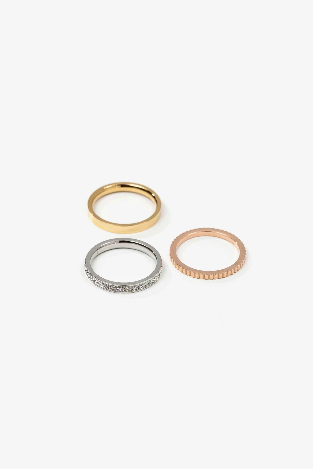 Pack of 3 Tricolor Stainless Steel Rings
