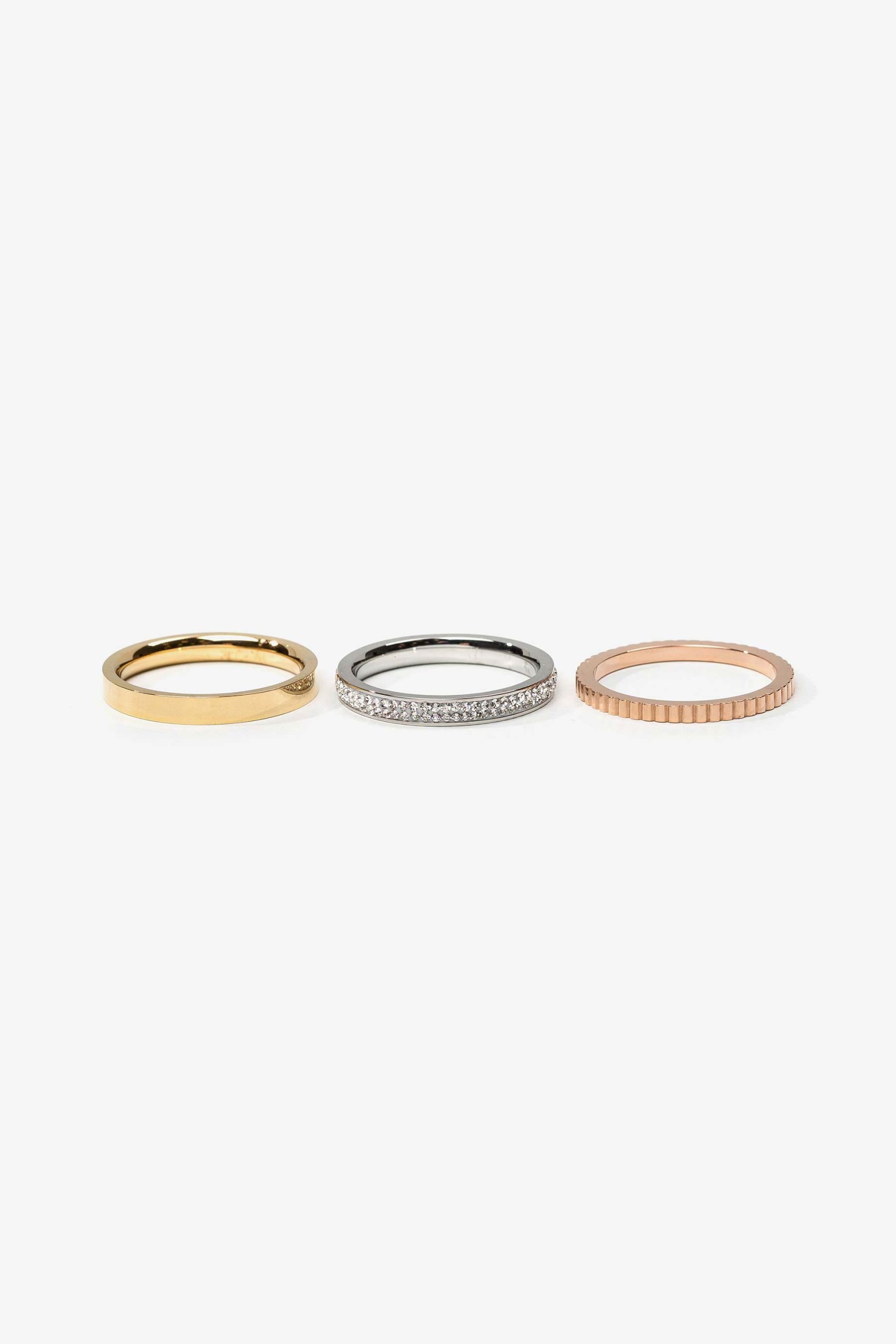Pack of 3 Tricolor Stainless Steel Rings