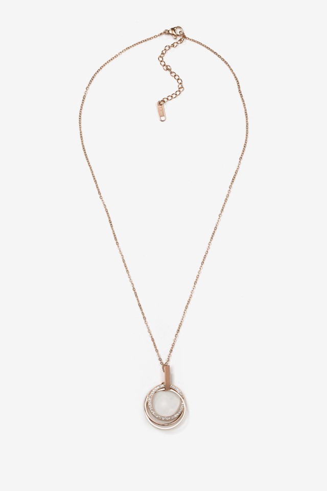 Stainless Steel Necklace with Hoops