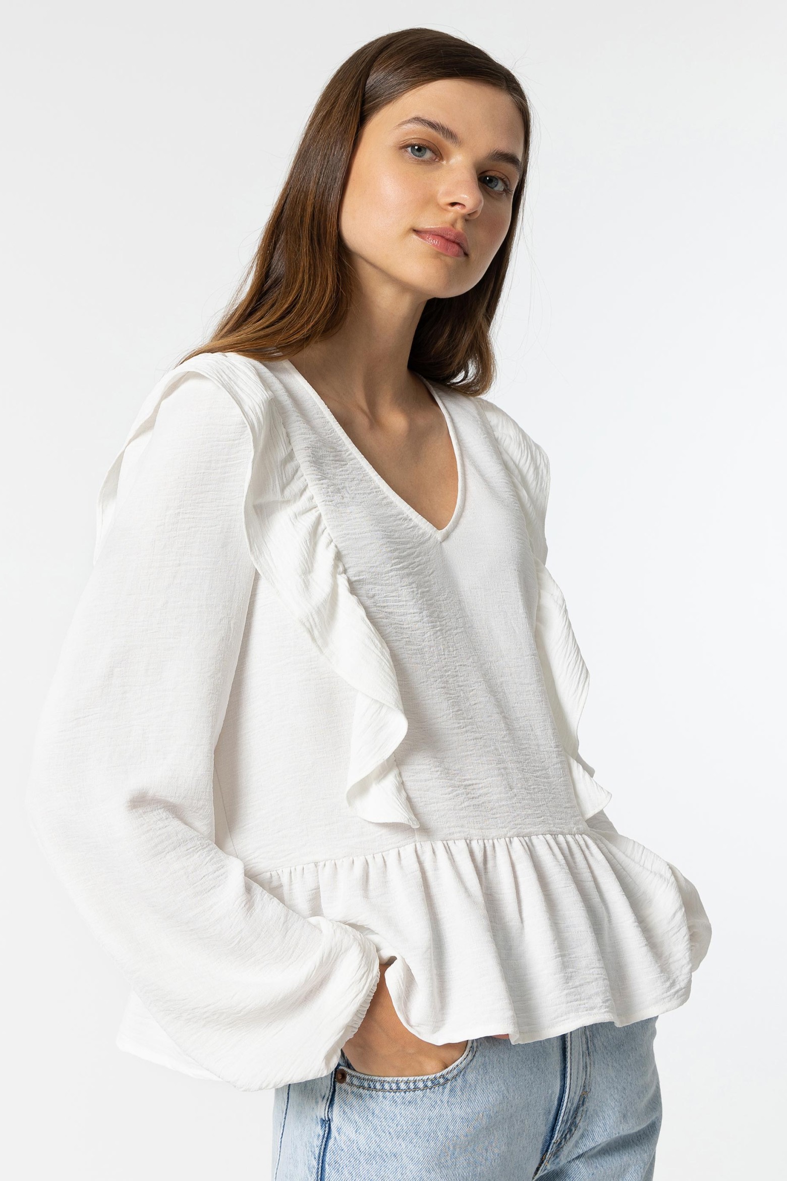 Blusa com folhos