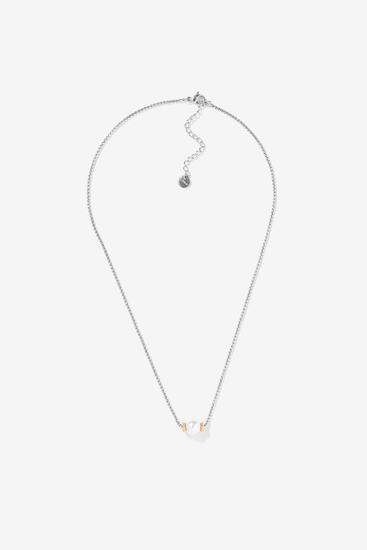 Colar Ao Inoxidvel com Efeito Prola