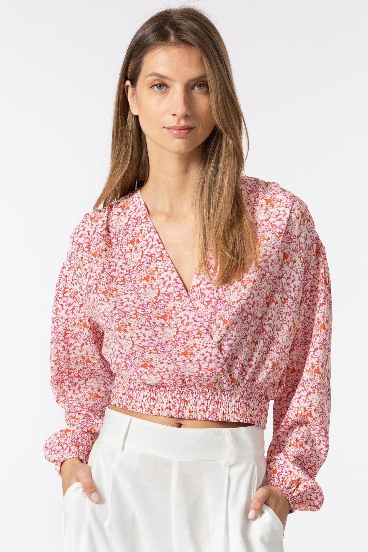 Blusa estampada con cintura elstica