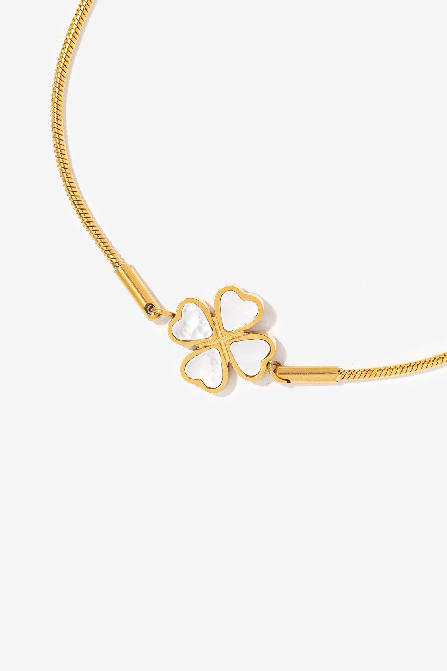 Pulseira Ao Inoxidvel Trevo Madreprola