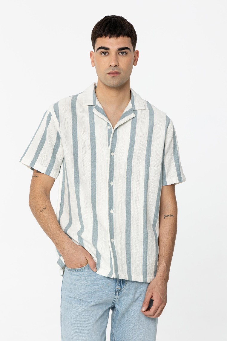 Camisa Algodo Texturizado s Riscas