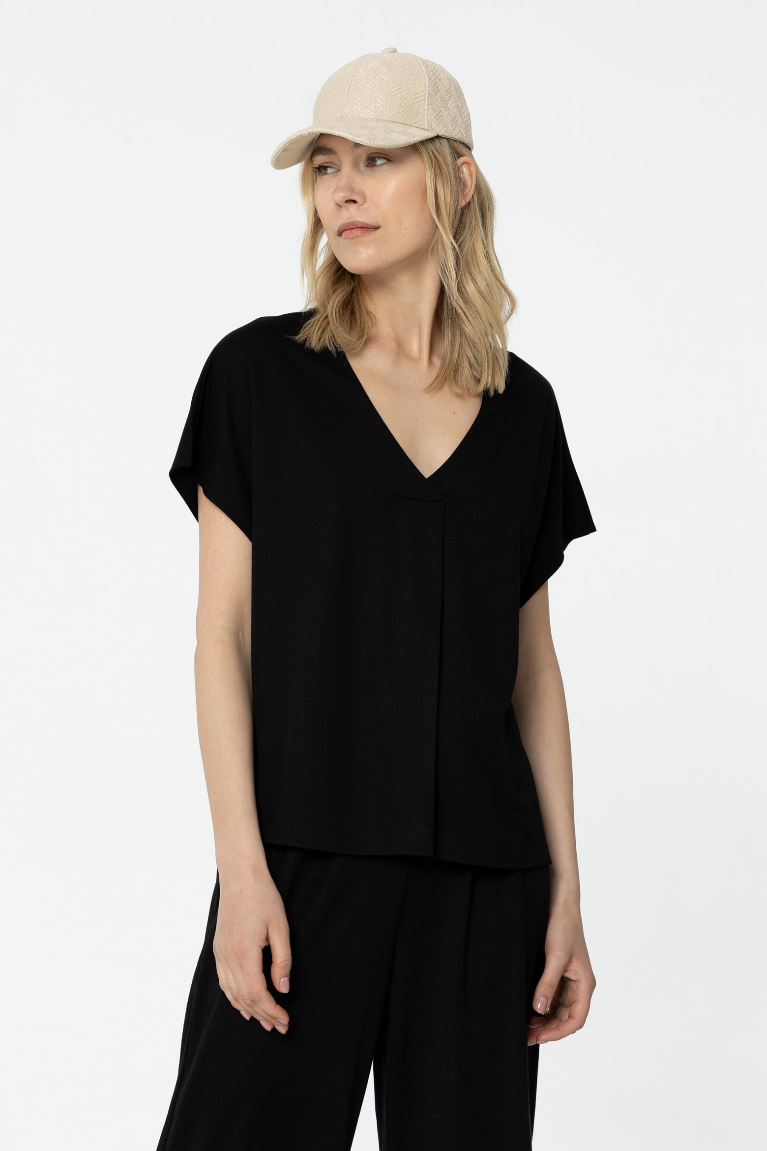 T-shirt Relaxed com Prega