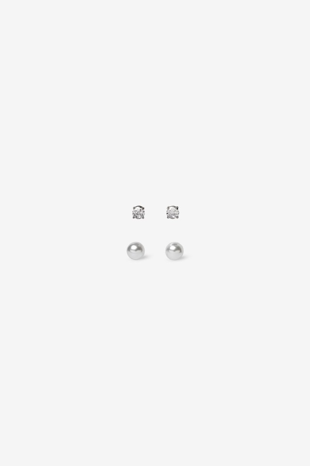Pack de 2 Pendientes de Acero Inoxidable con Efecto Perla
