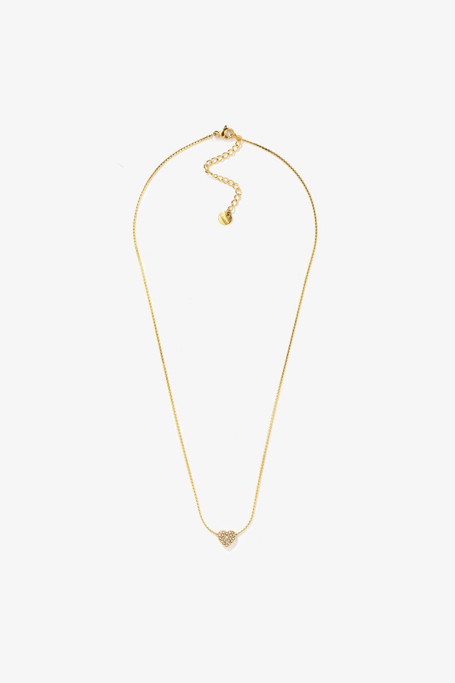 Collar de Acero Inoxidable con Corazn Brillante