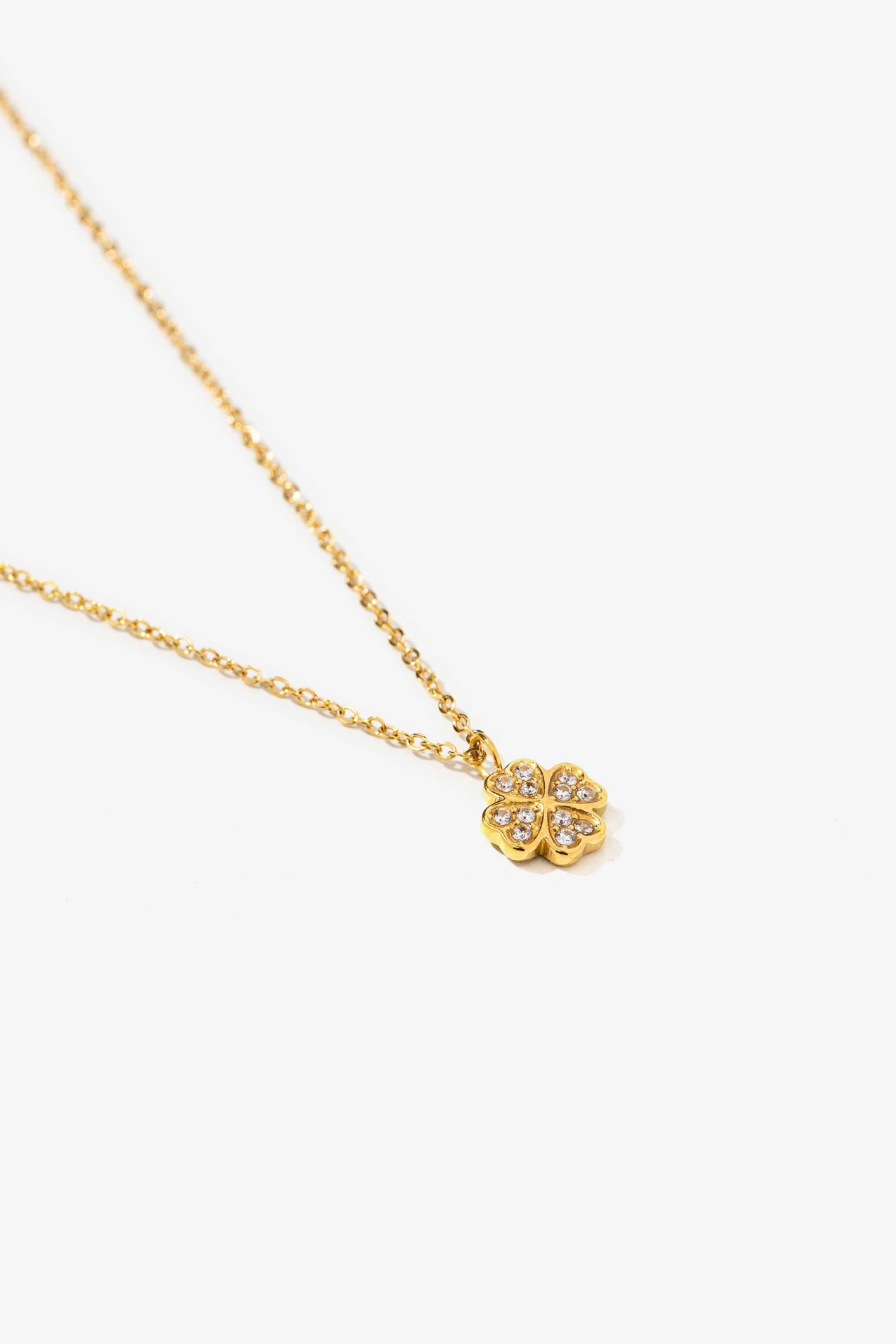 Colar Ao Inoxidvel Trevo Brilhante