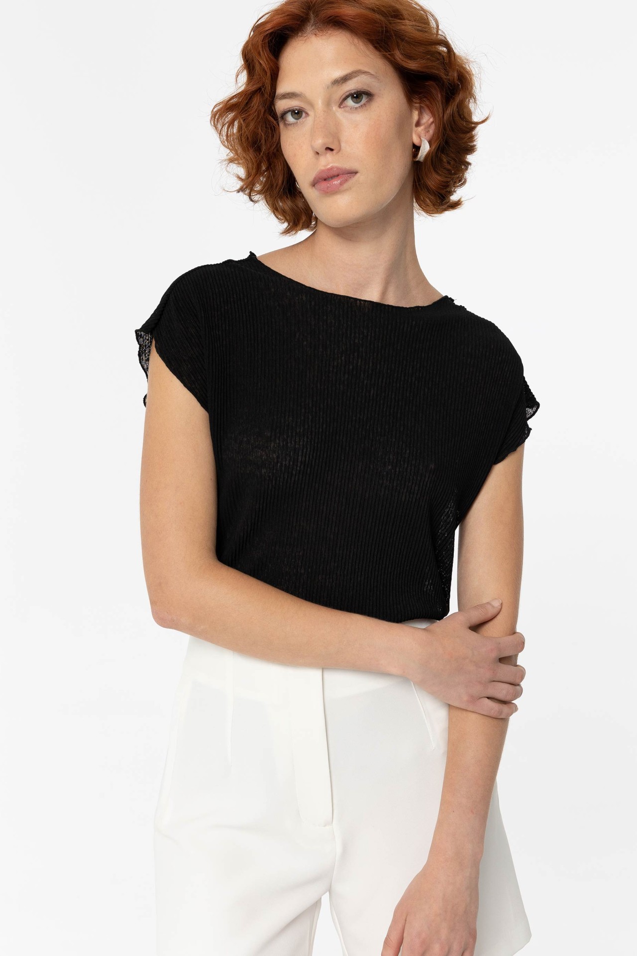 T-Shirt Semi-Transparente Plissada