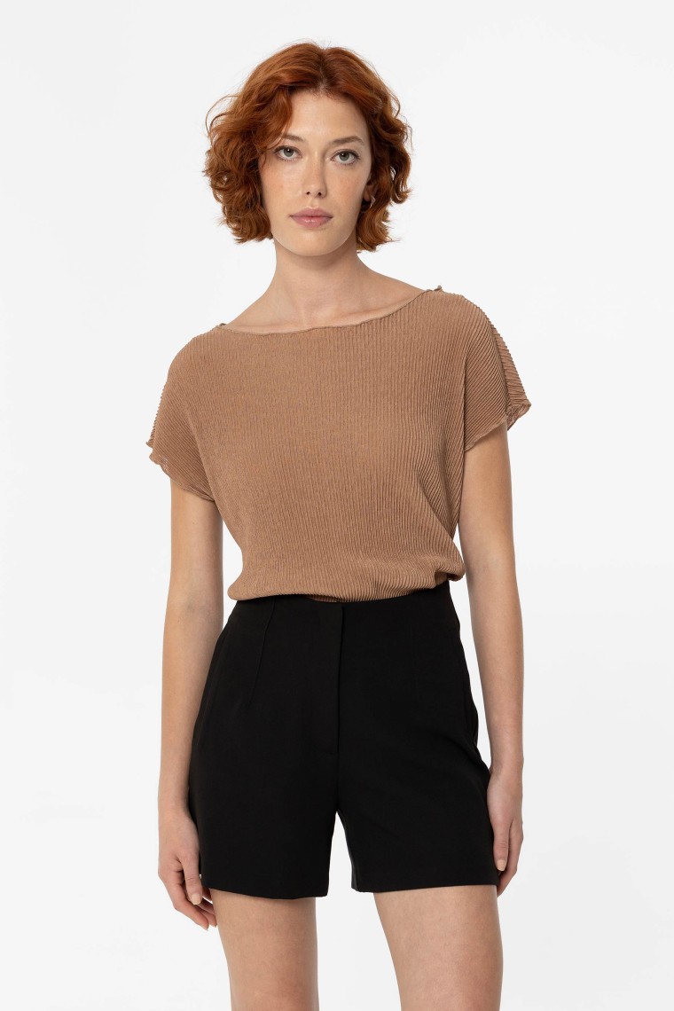 T-Shirt Semi-Transparente Plissada