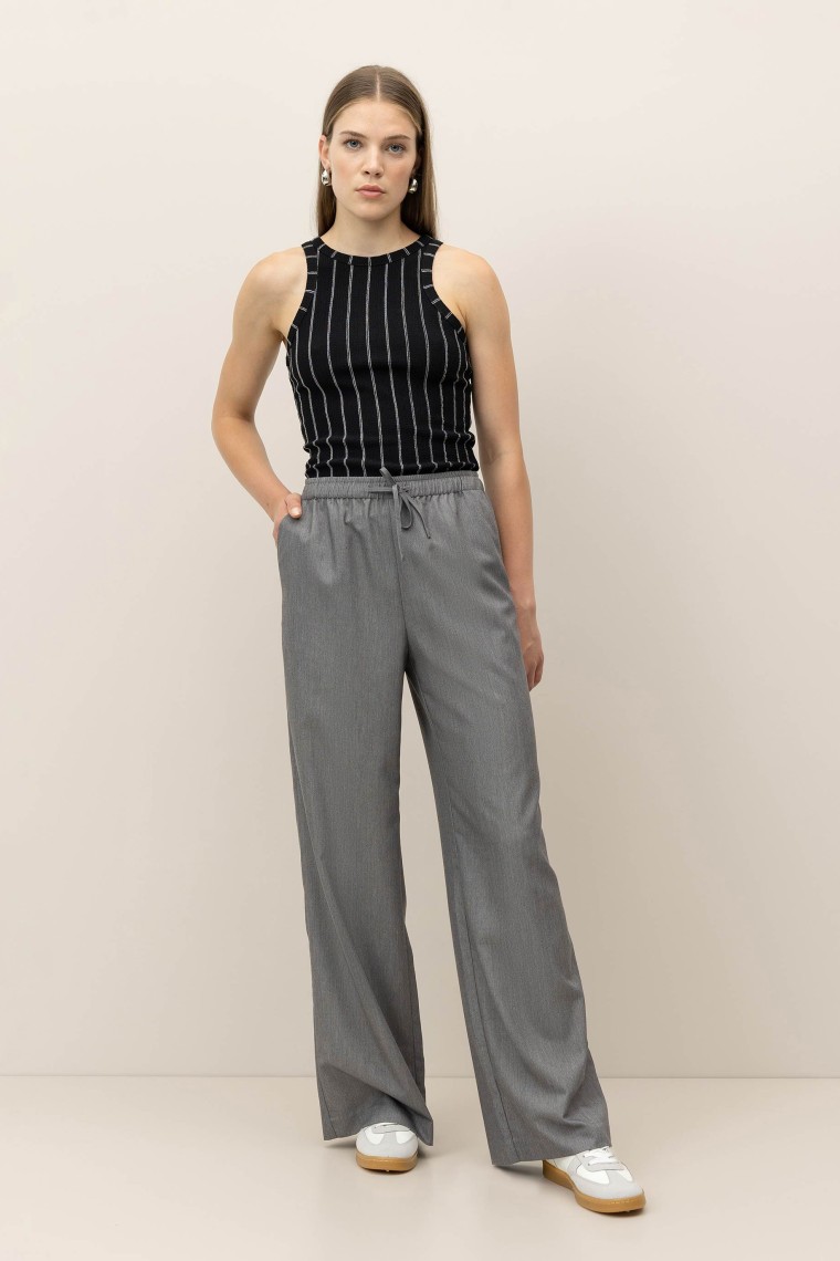 Pantaln Wide Leg Cintura Elstica