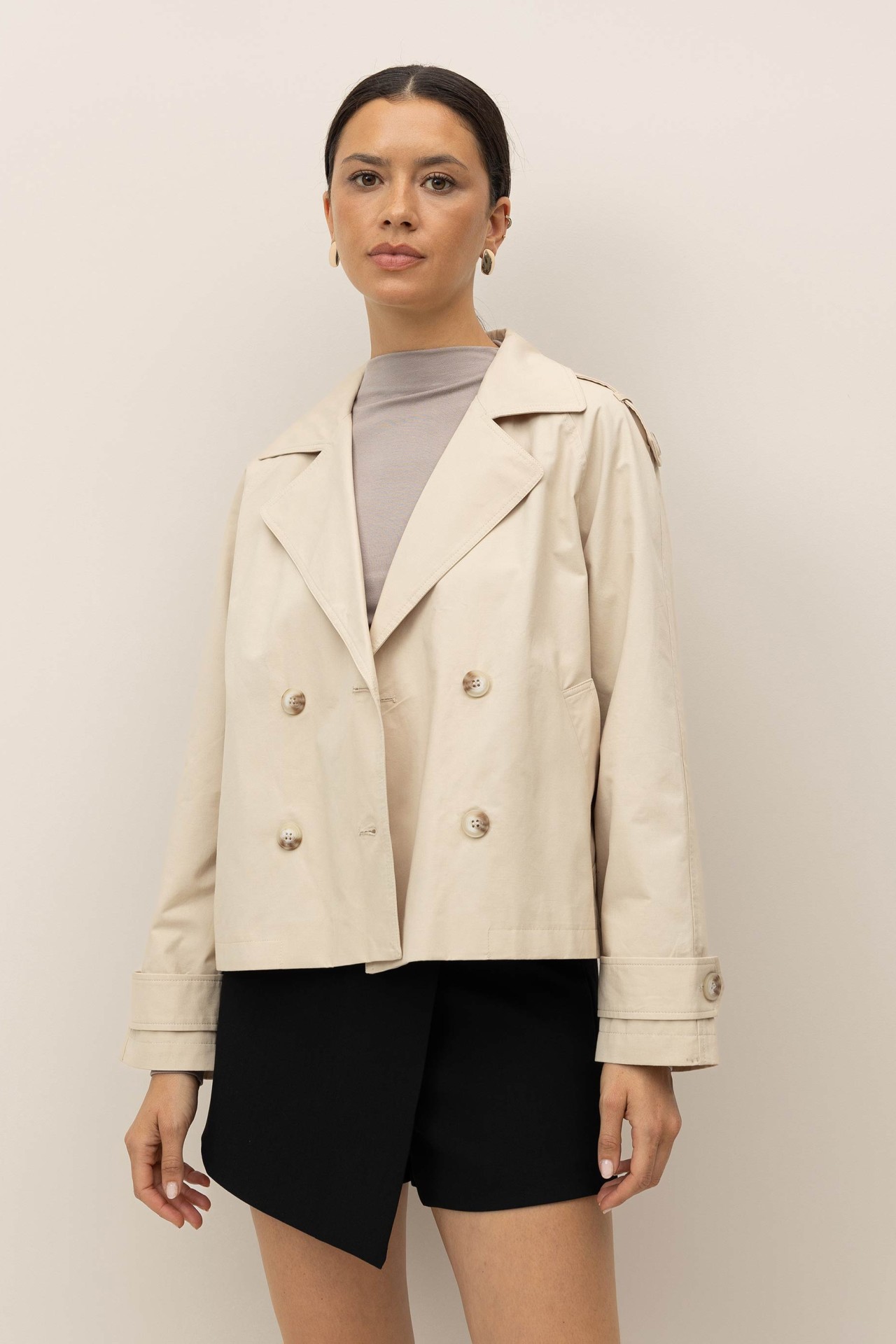 Casaco Trench Curto Relaxed Fit