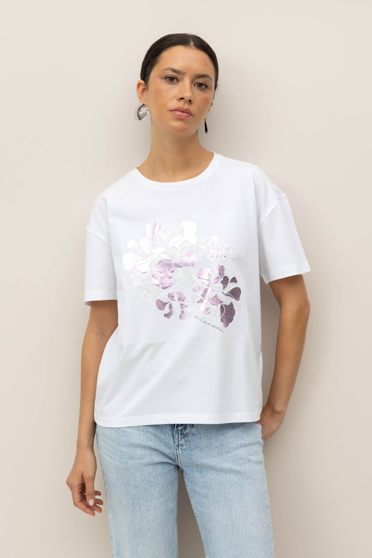 T-Shirt Estampado Floral Metlico