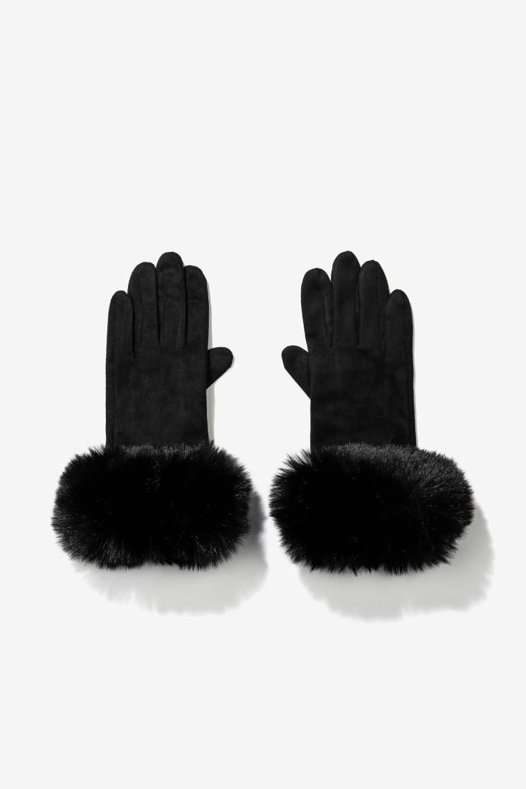 Luvas Touch Screen Faux Fur