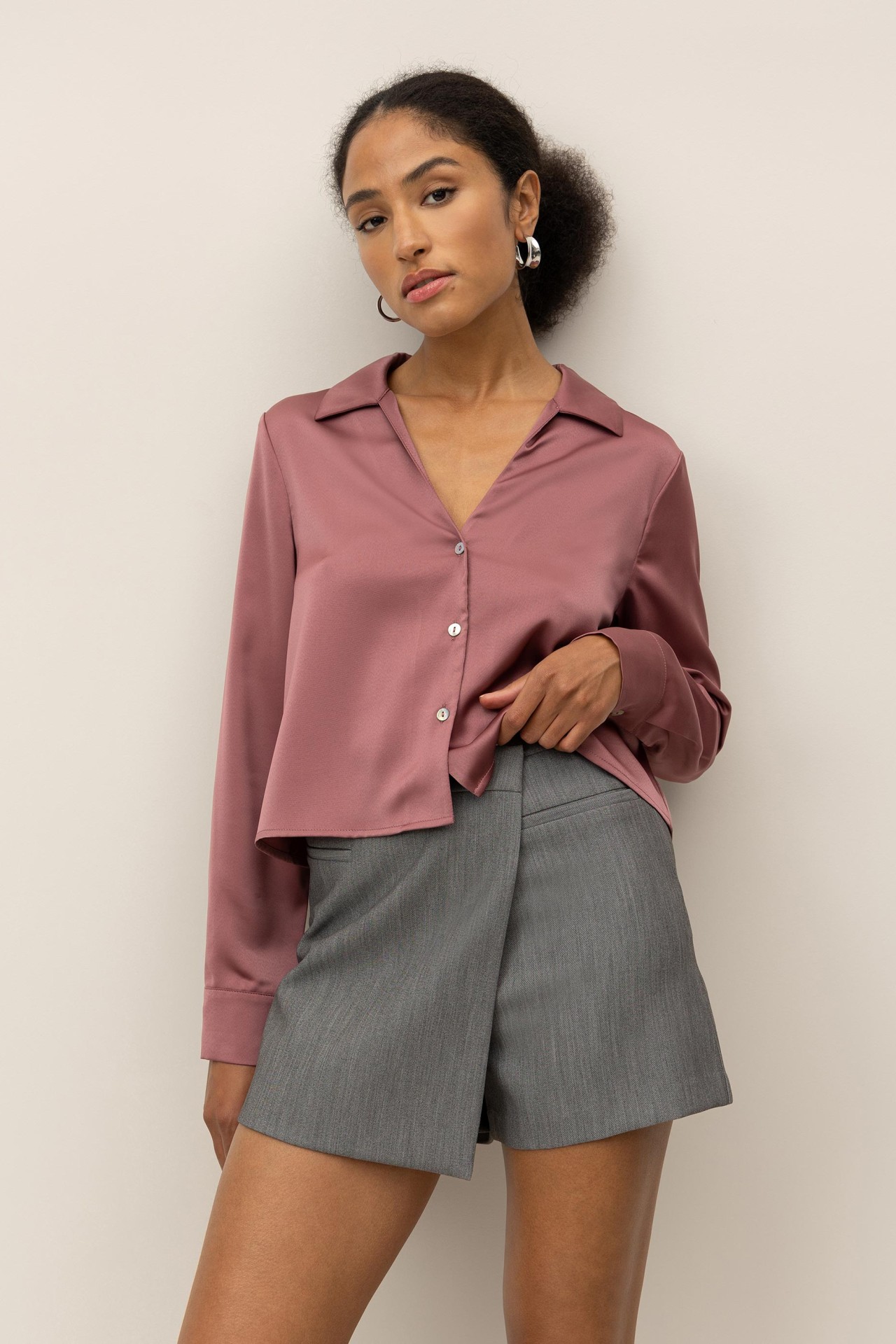 Camisa Cropped Acetinada