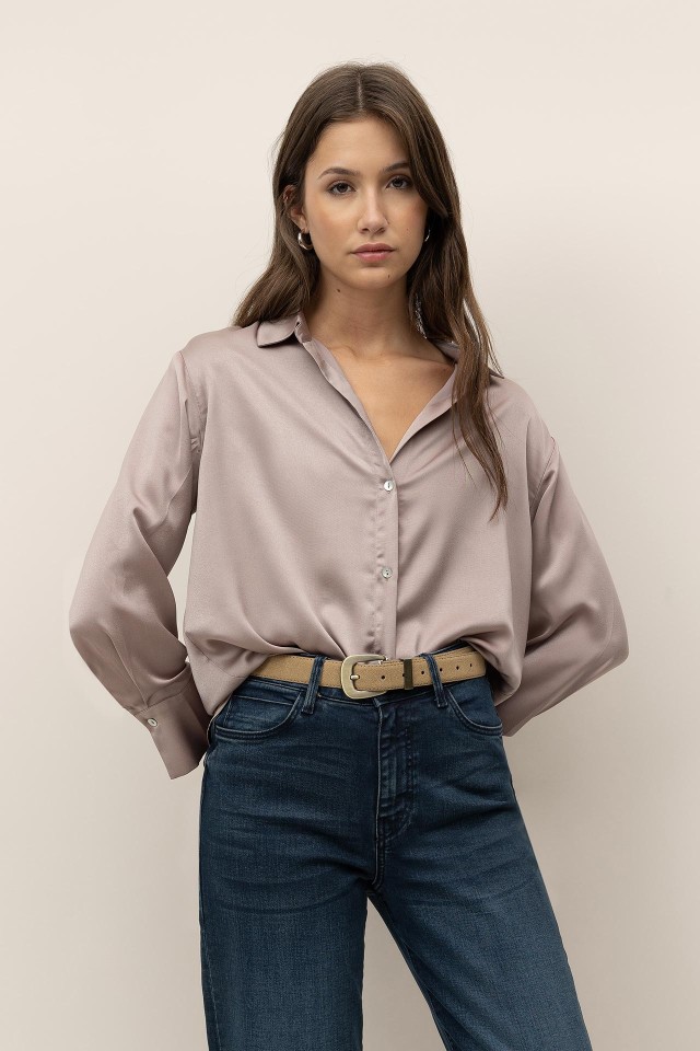 Camisa Relaxed Fit Satinada Camisa Relaxed Fit Satinada
