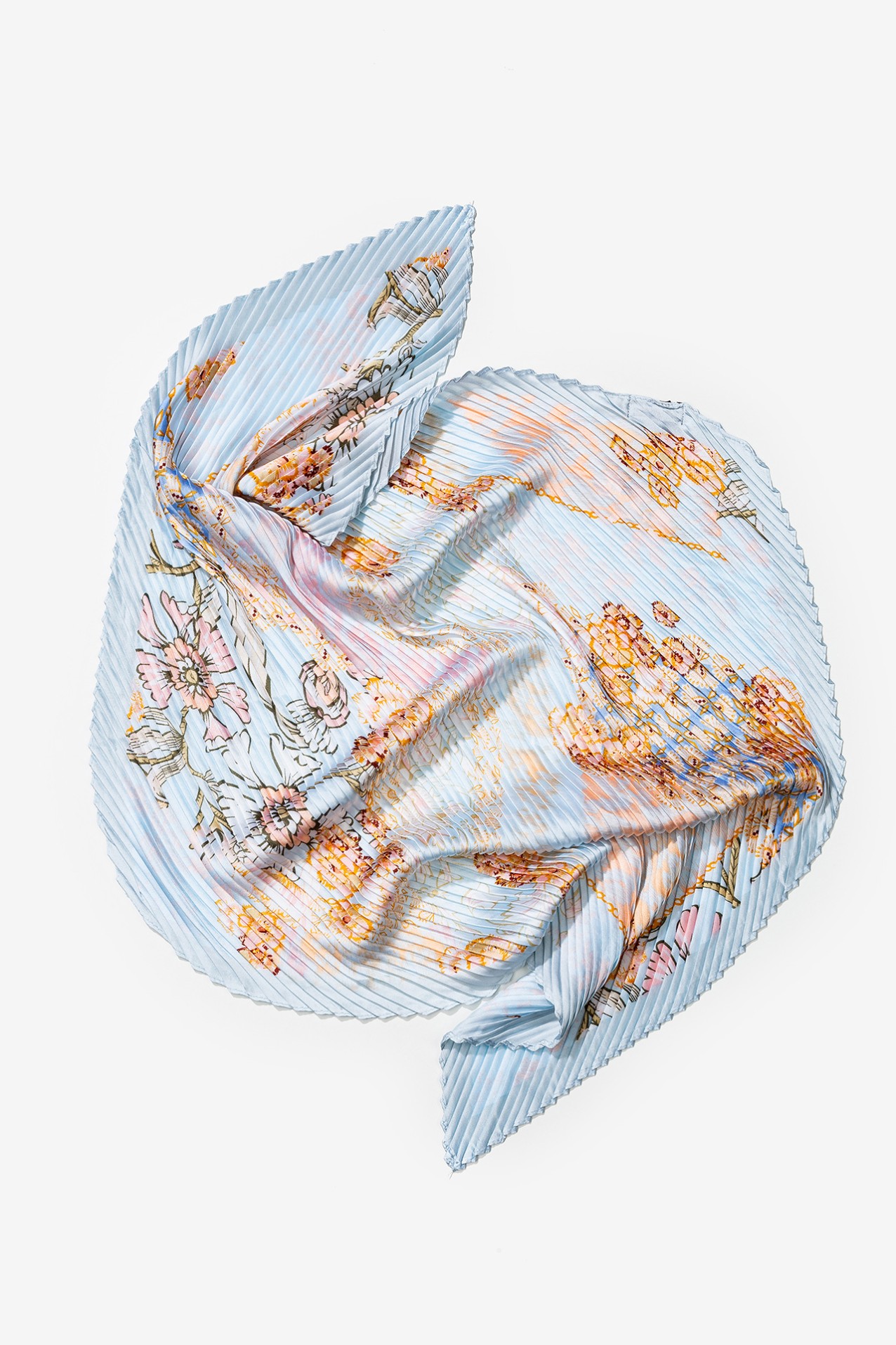 Satin Floral Pleated Bandana