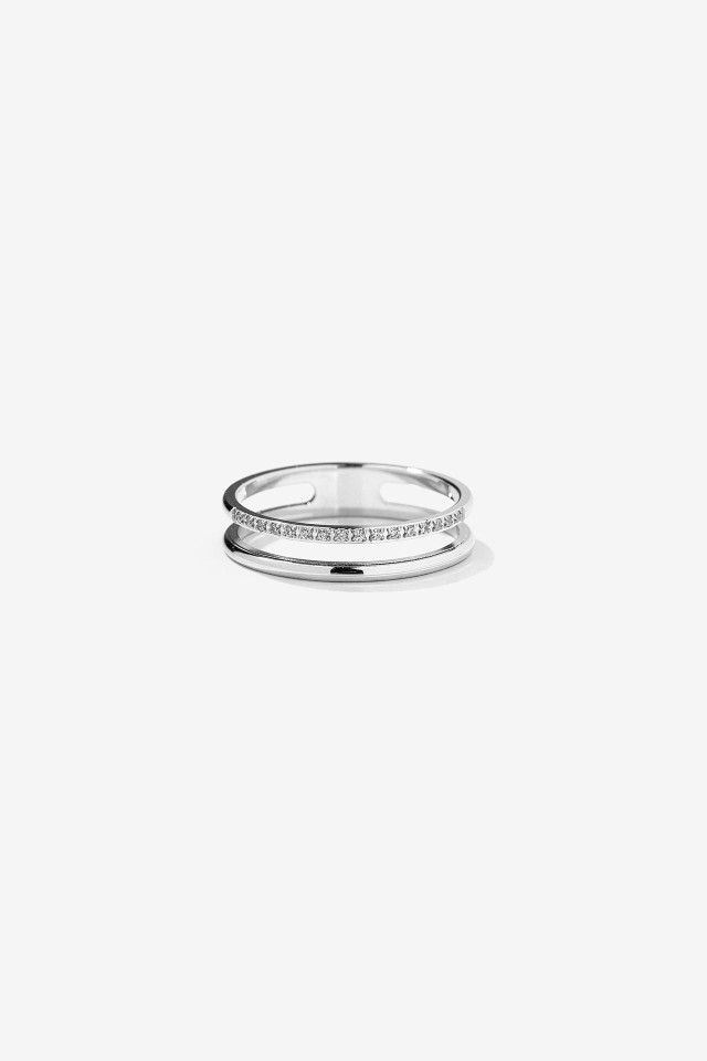 Open Steel Ring with Rhinestones