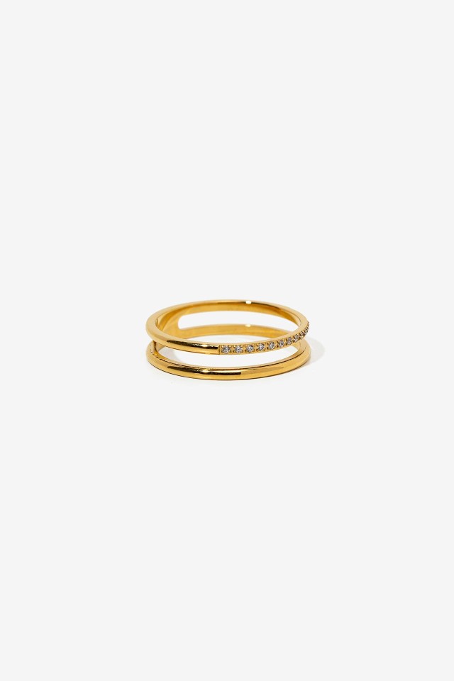 Anillo Abierto de Acero con Piedras Anillo Abierto de Acero con Piedras