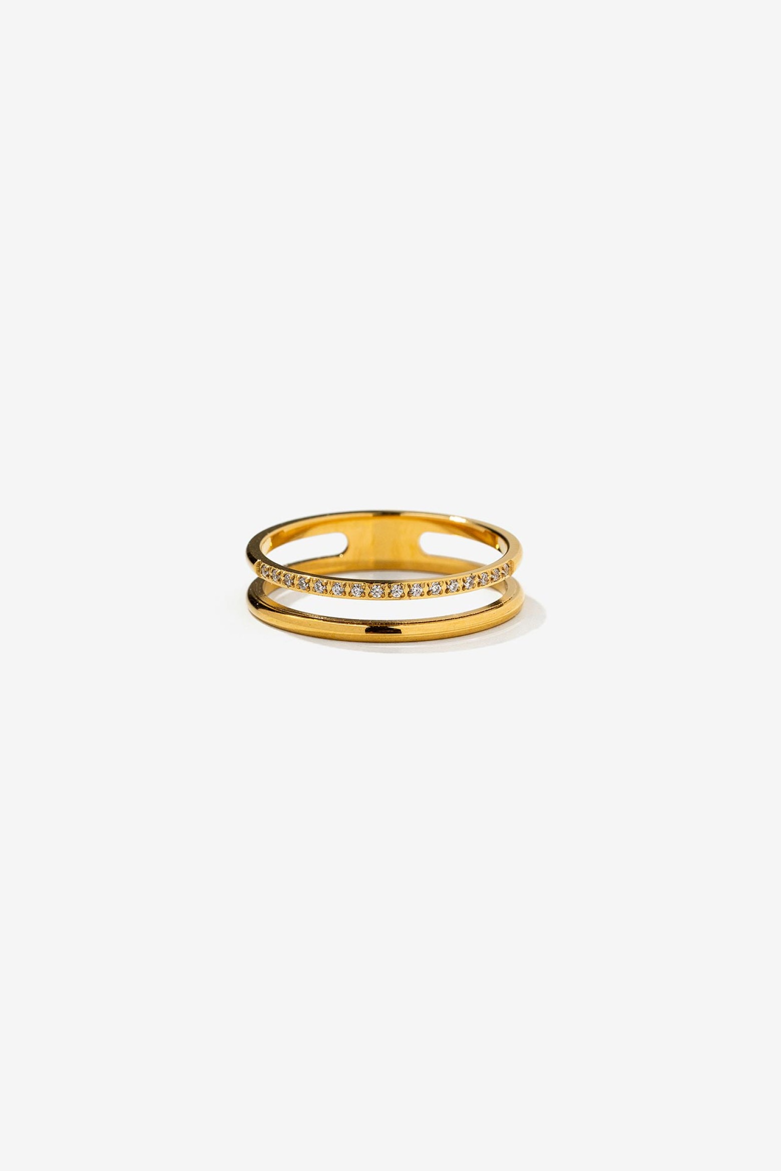 Open Steel Ring with Rhinestones