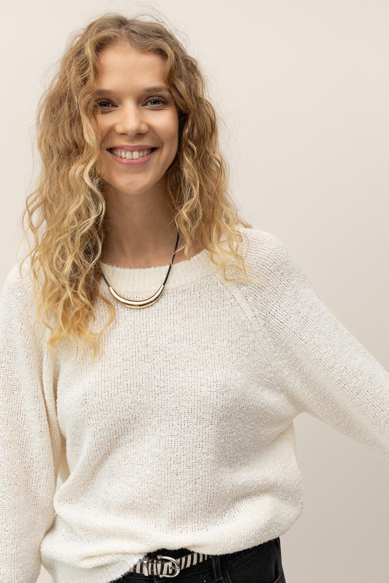 Relaxed Fit Sweater with Open Back