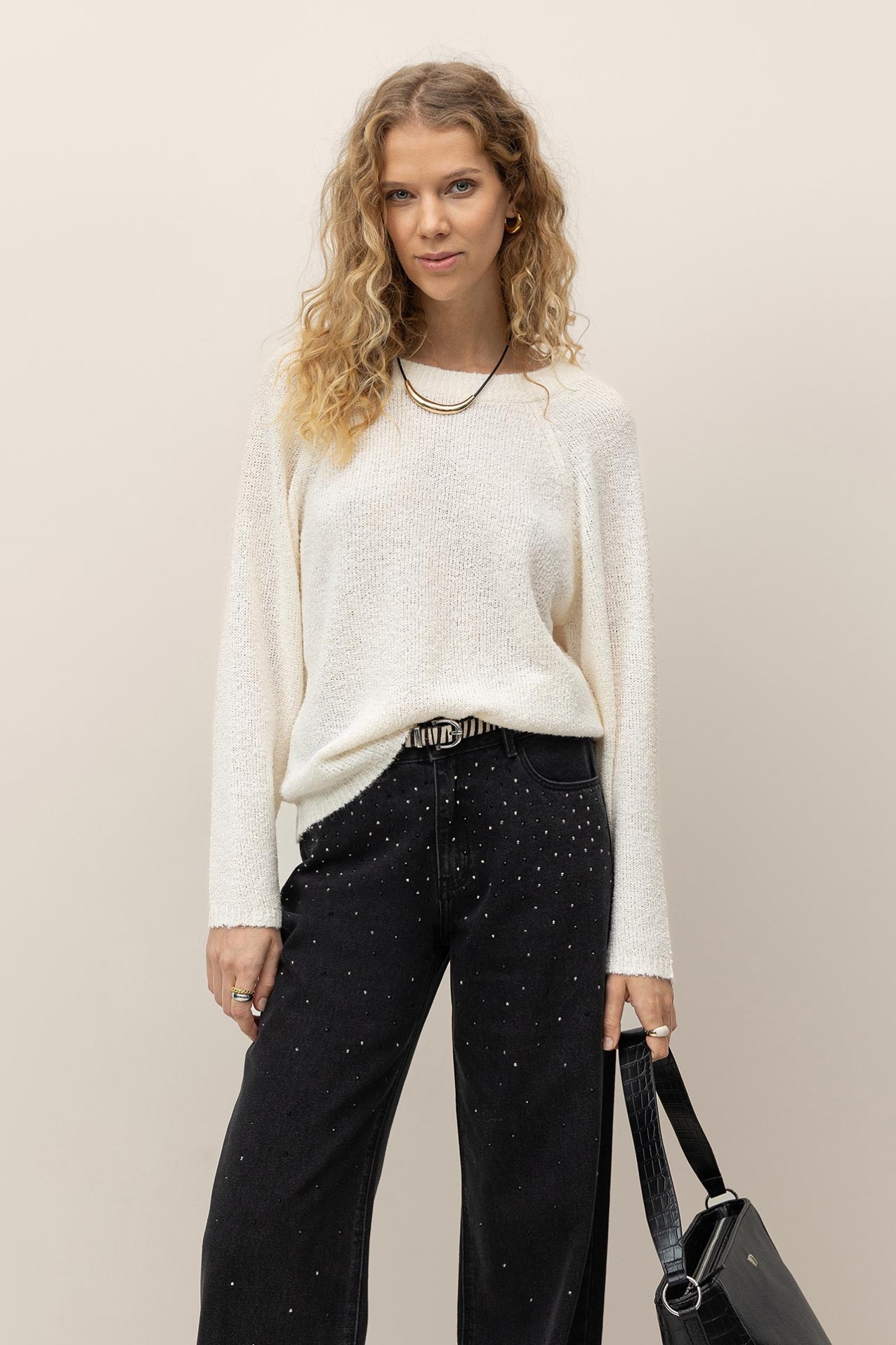 Relaxed Fit Sweater with Open Back