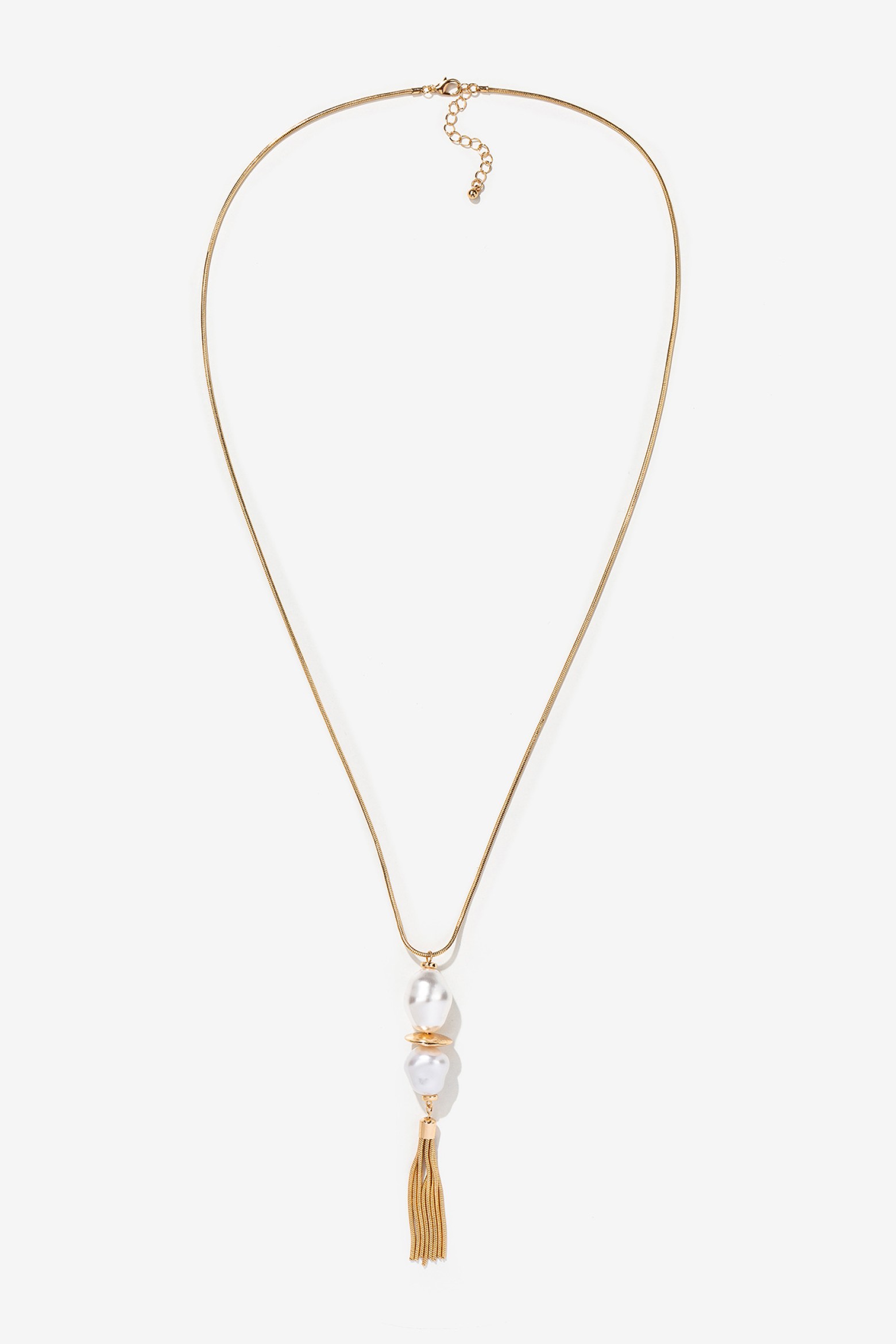 Collar Largo con Efecto Perla