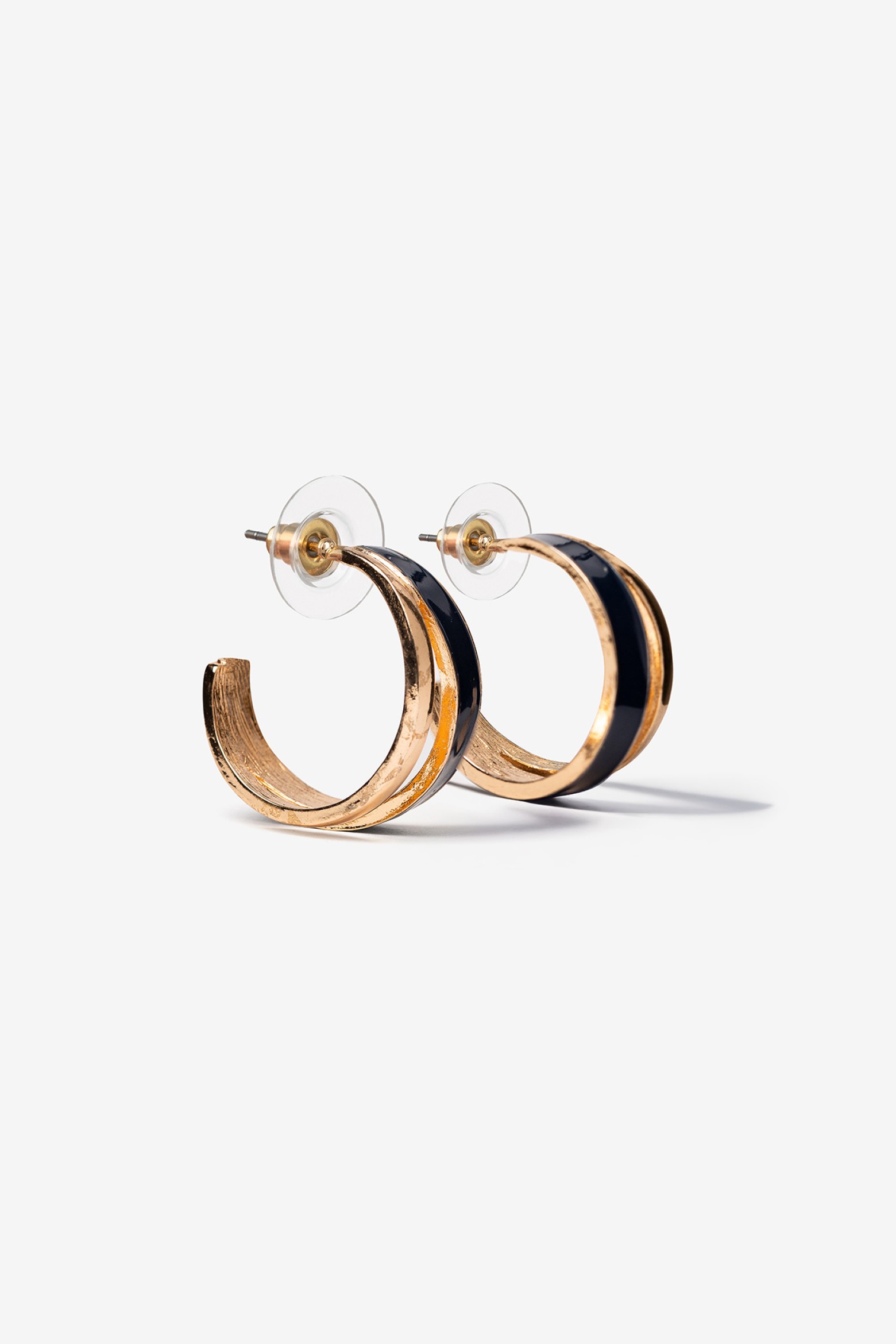 Enameled Open Hoop Earrings