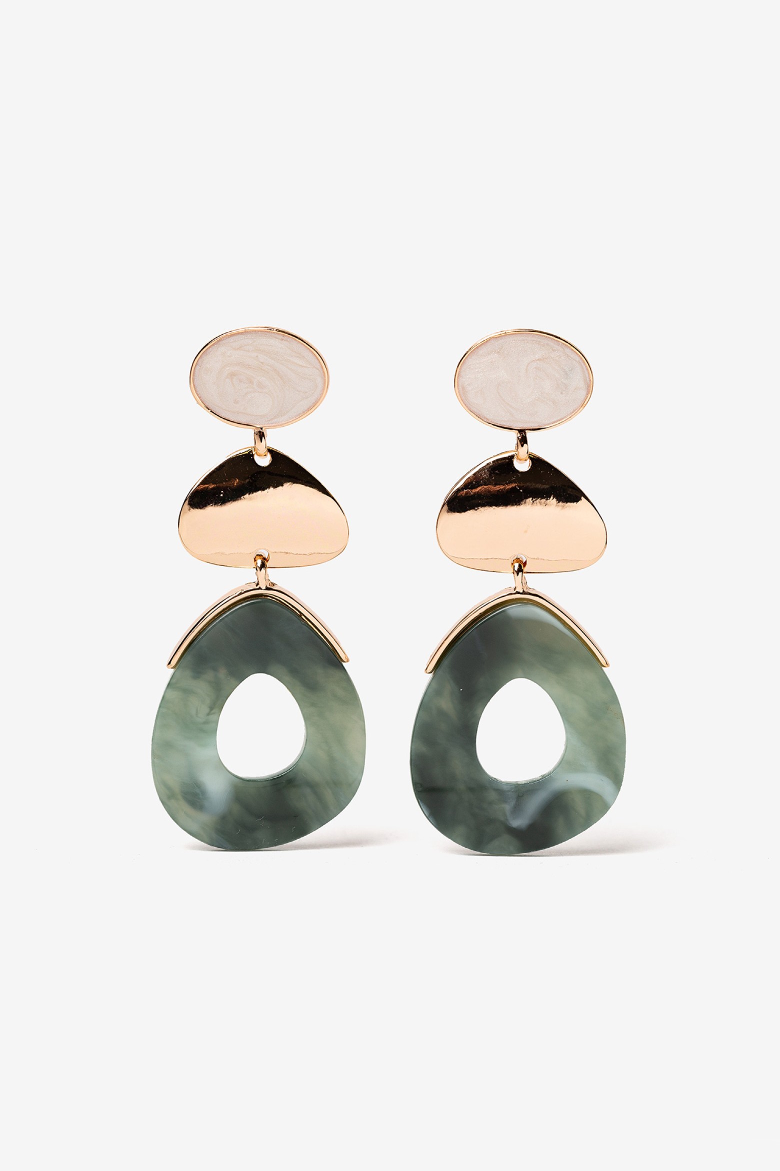 Tricolor Earrings with Acrylic Pendant