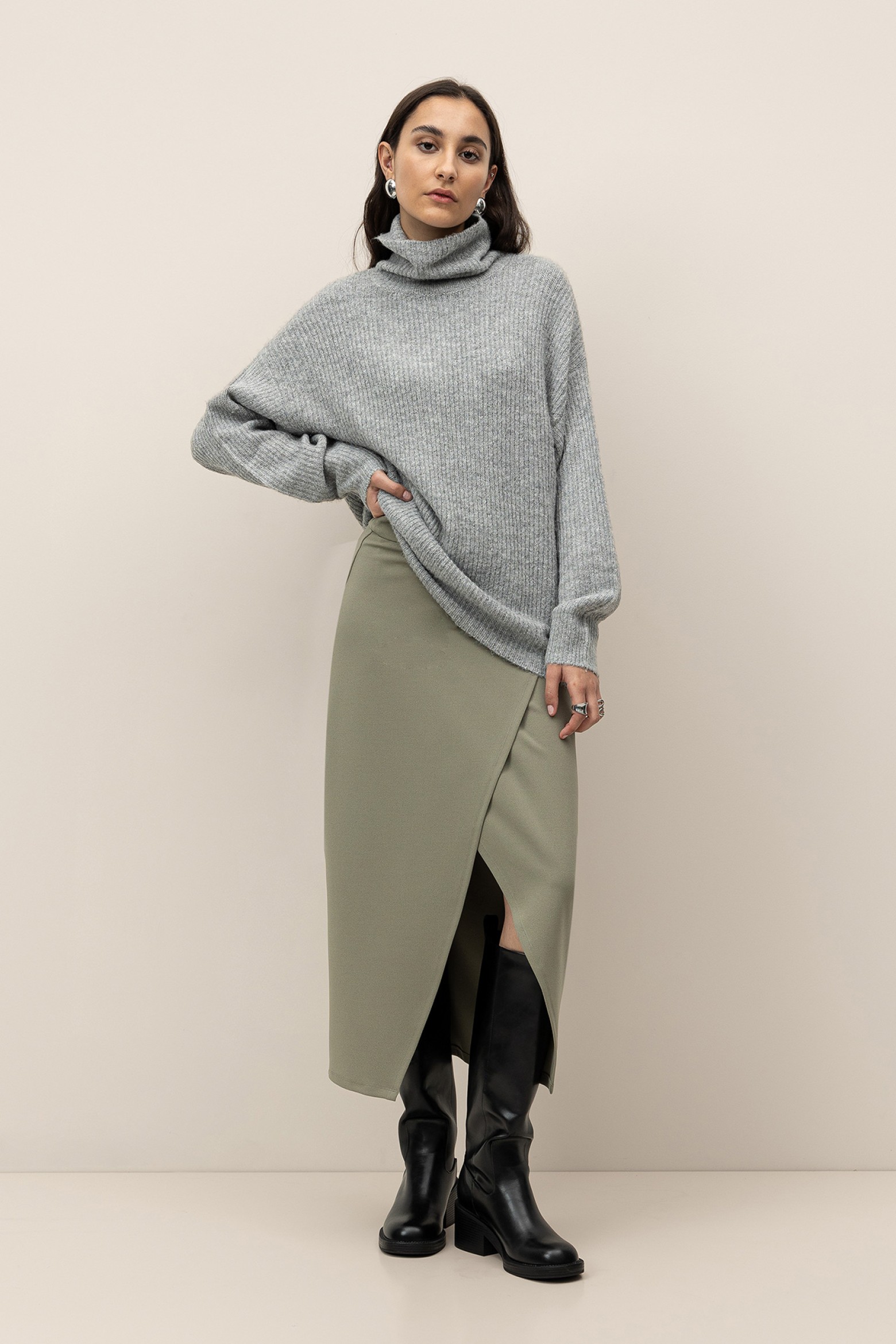 Midi Skirt with Overlay