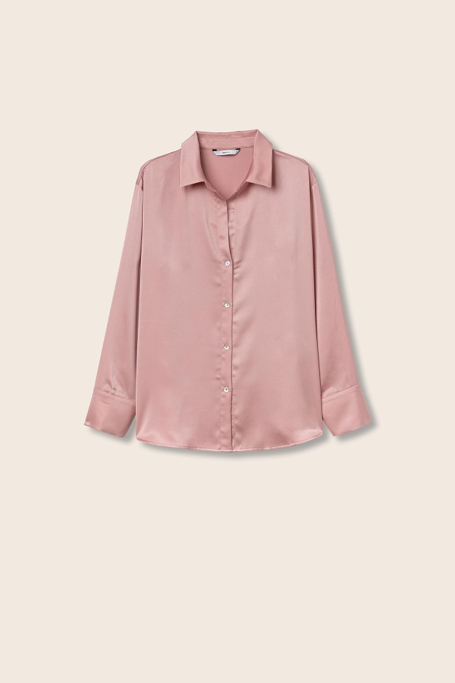 Camisa Acetinada Decote V Camisa Acetinada Decote V