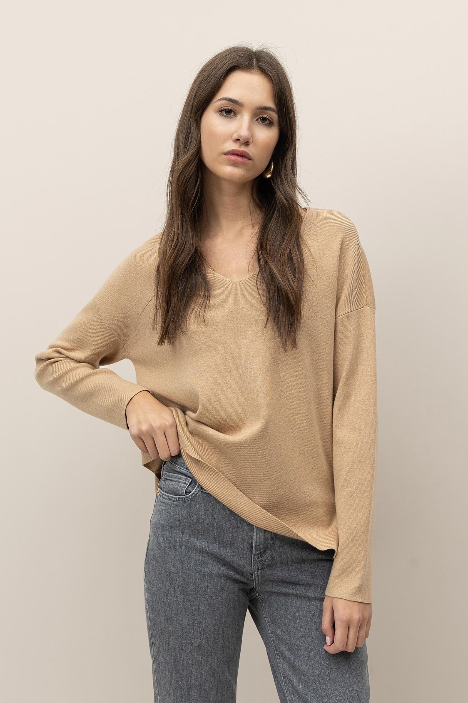Relaxed Sweater with V-Neck