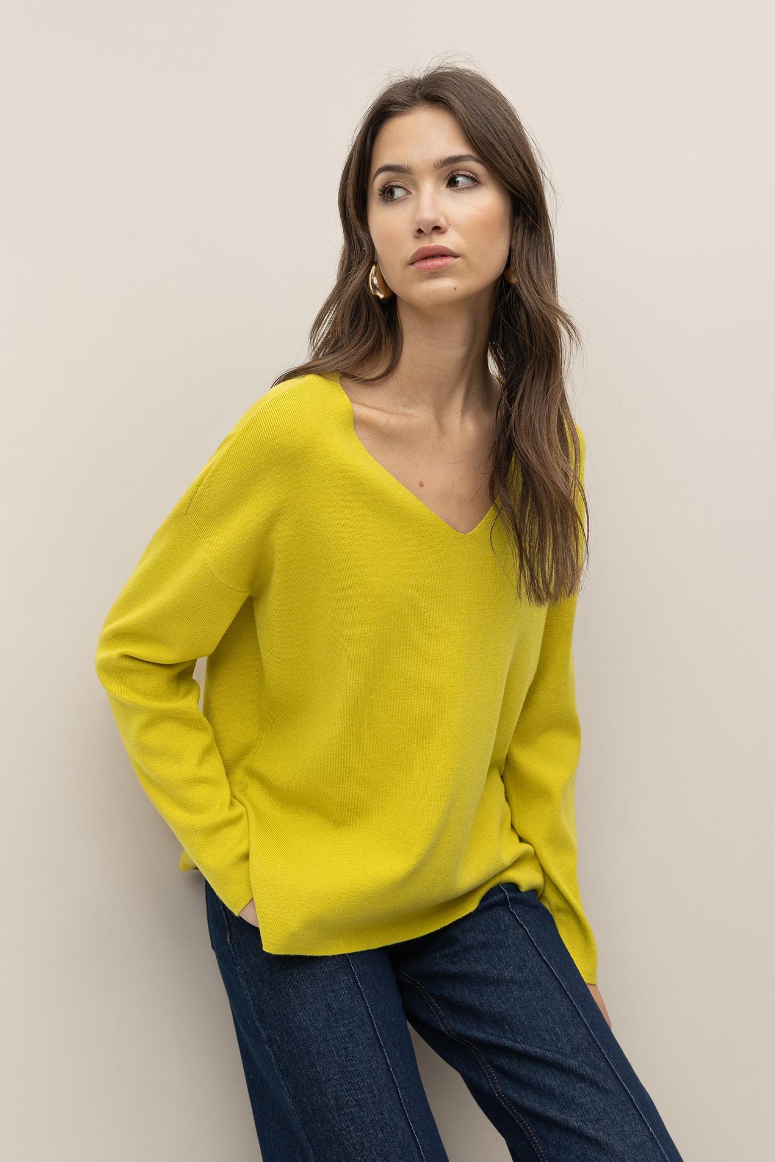 Relaxed Sweater with V-Neck