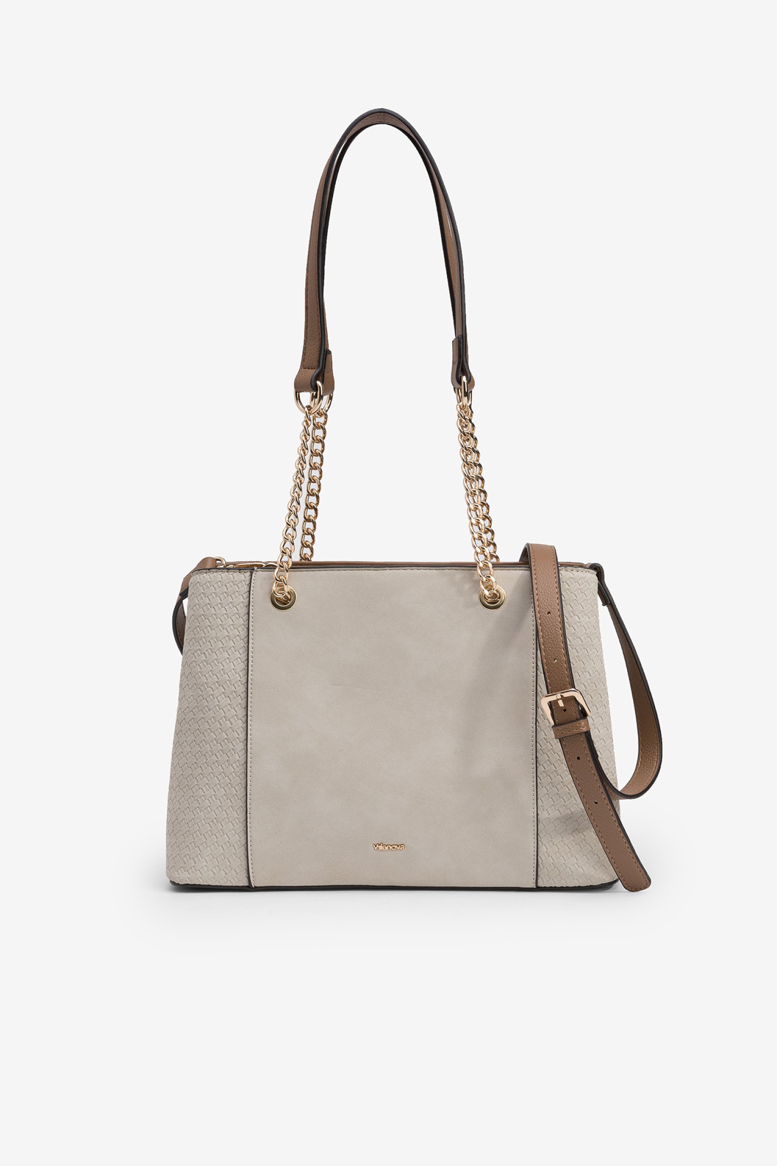 Suede-Effect City Bag with Texture