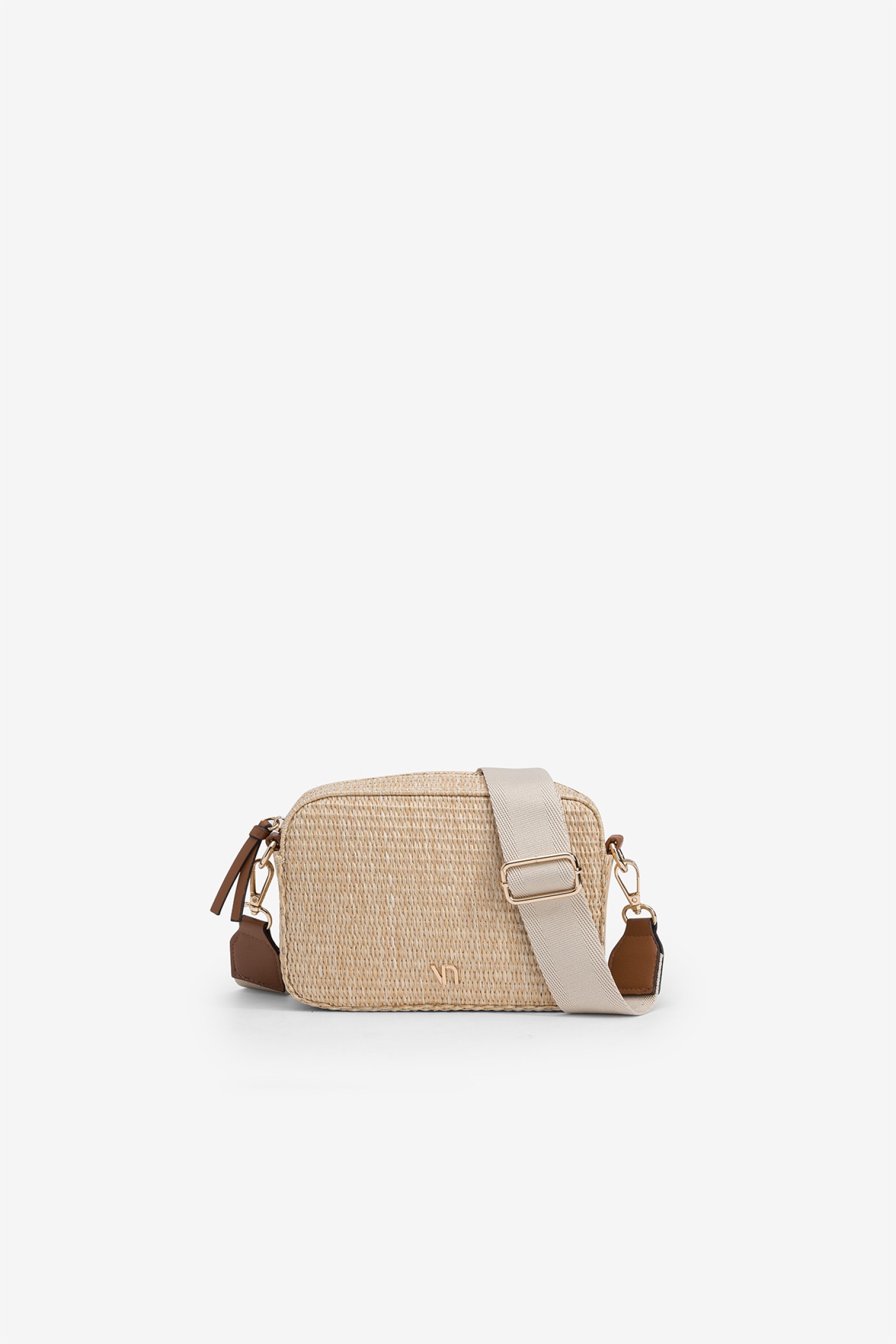 Rectangular Straw-Effect Crossbody Bag