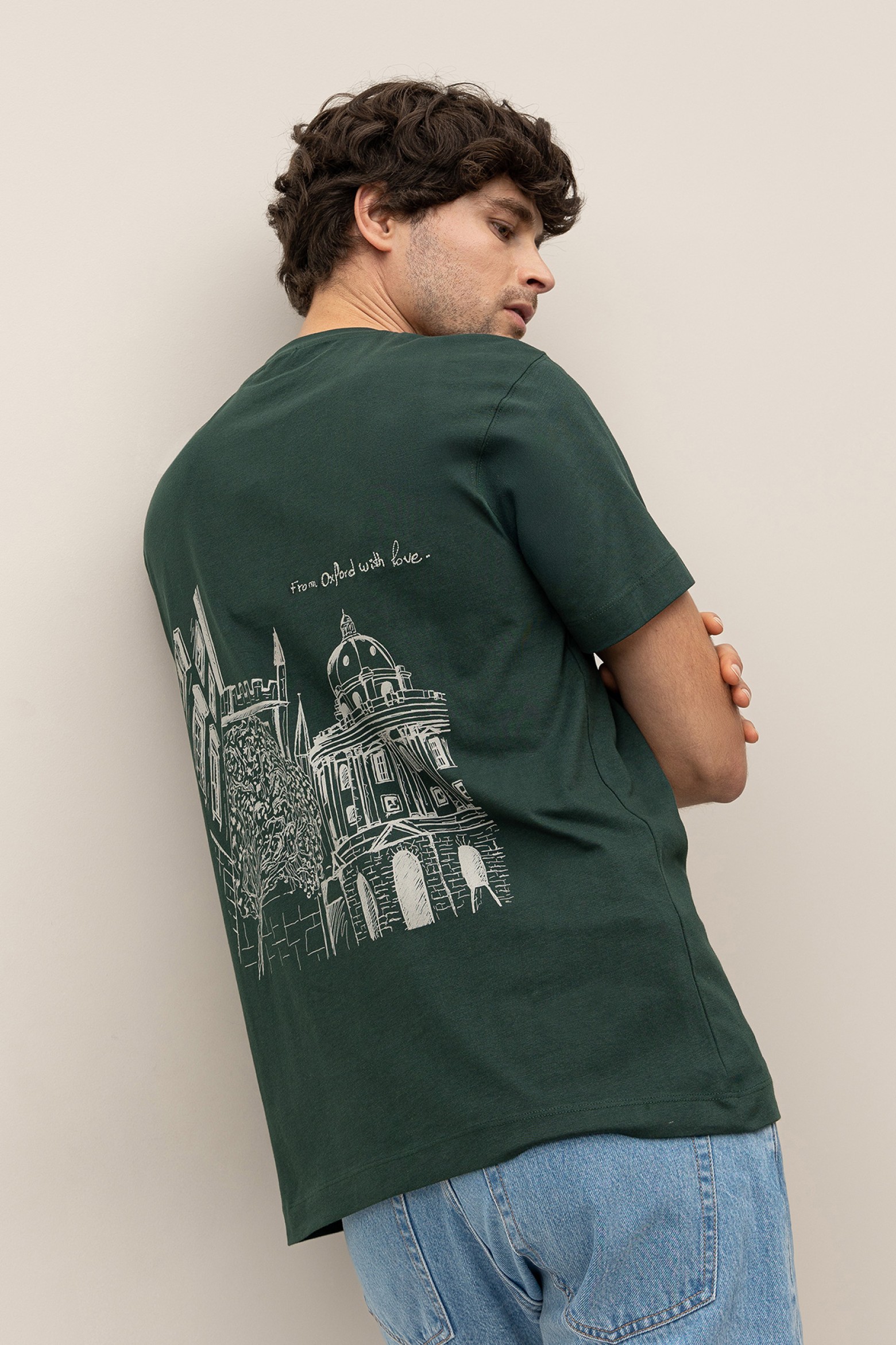 T-Shirt with Patch and Printed Back