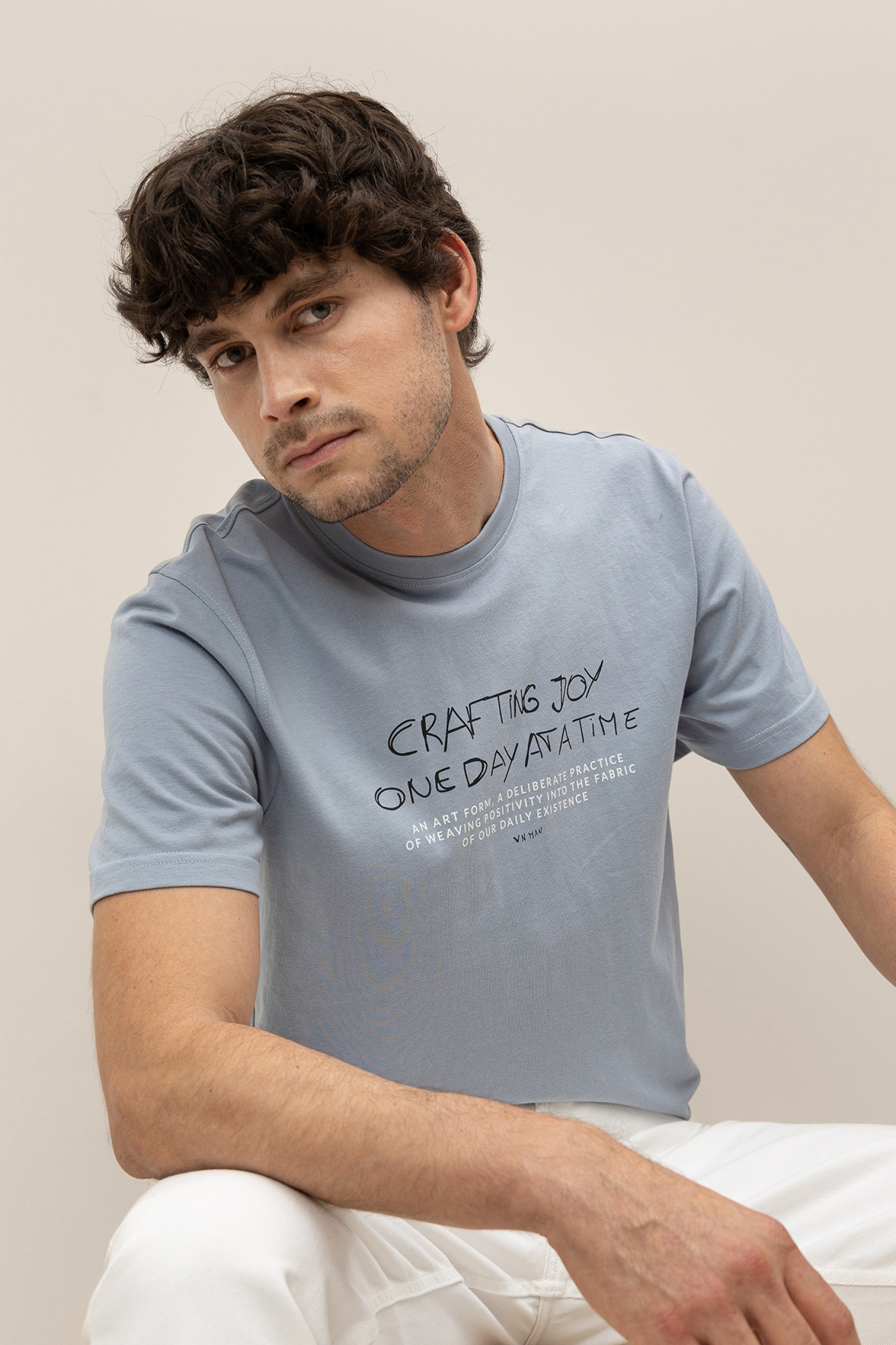 Cotton T-shirt with printed detail