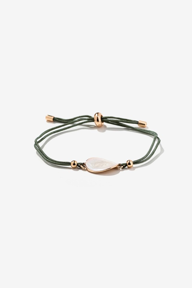 Textile Bracelet with Enameled Pendant