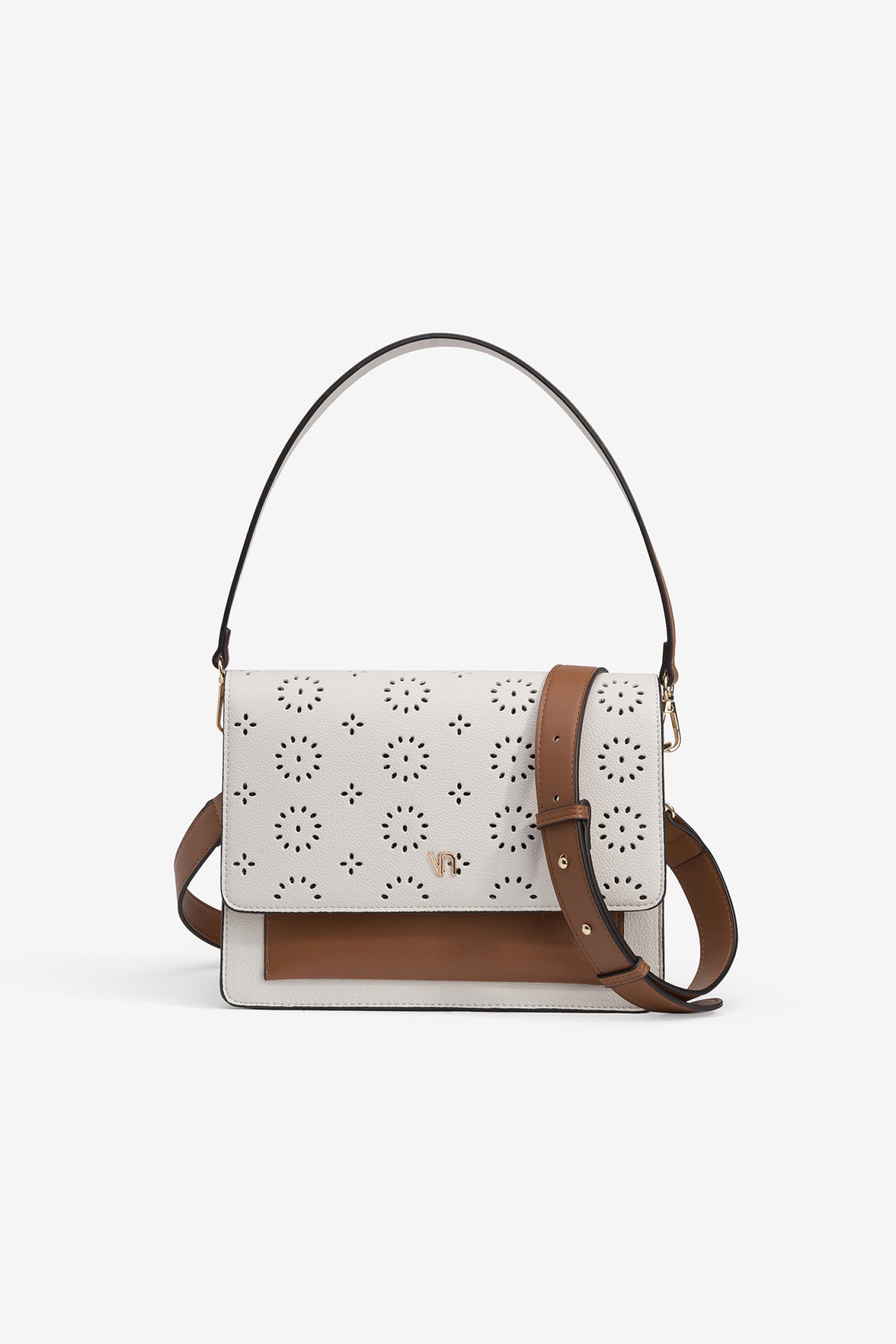Crossbody Bag with Perforated Flap