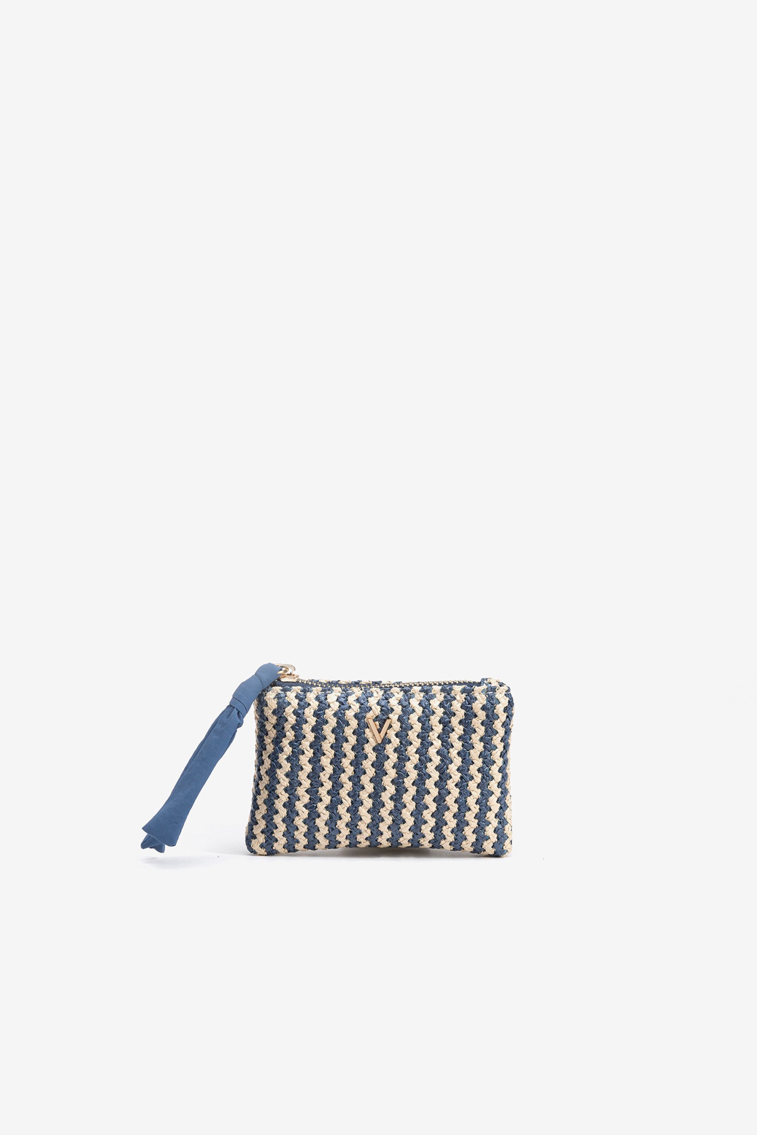 Two-Tone Straw Effect Pouch