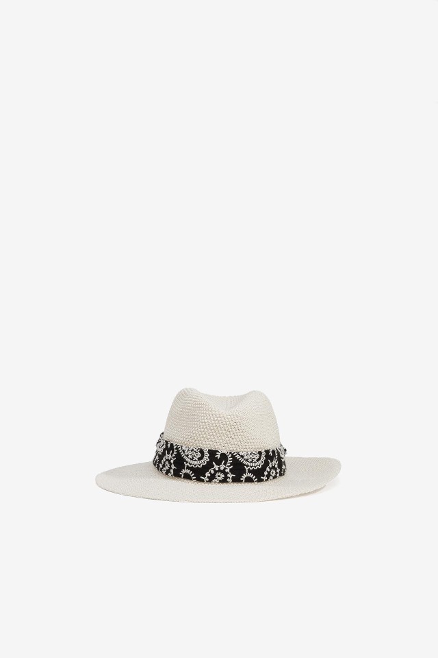 Sombrero Panam con Lazo Bordado