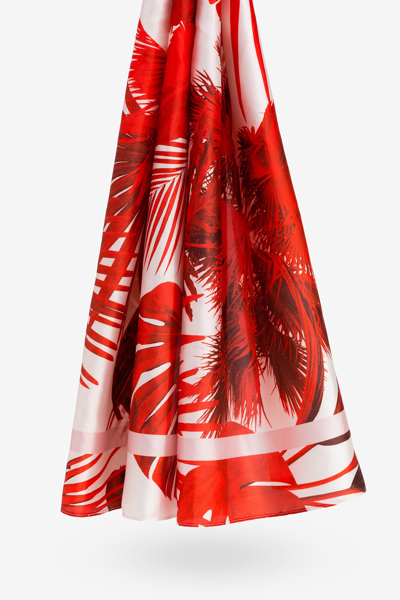 Leaf Print Satin Scarf
