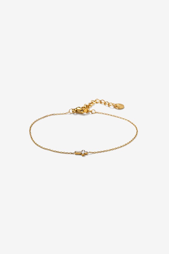 Pulseira de Ao com Cruz