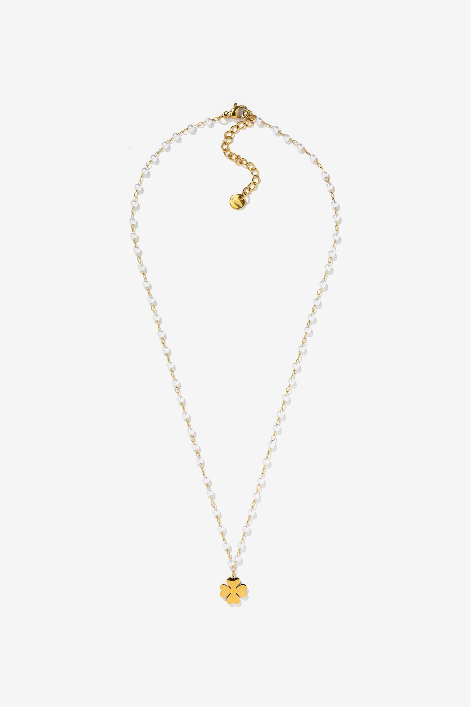 Steel Necklace with Clover Pendant