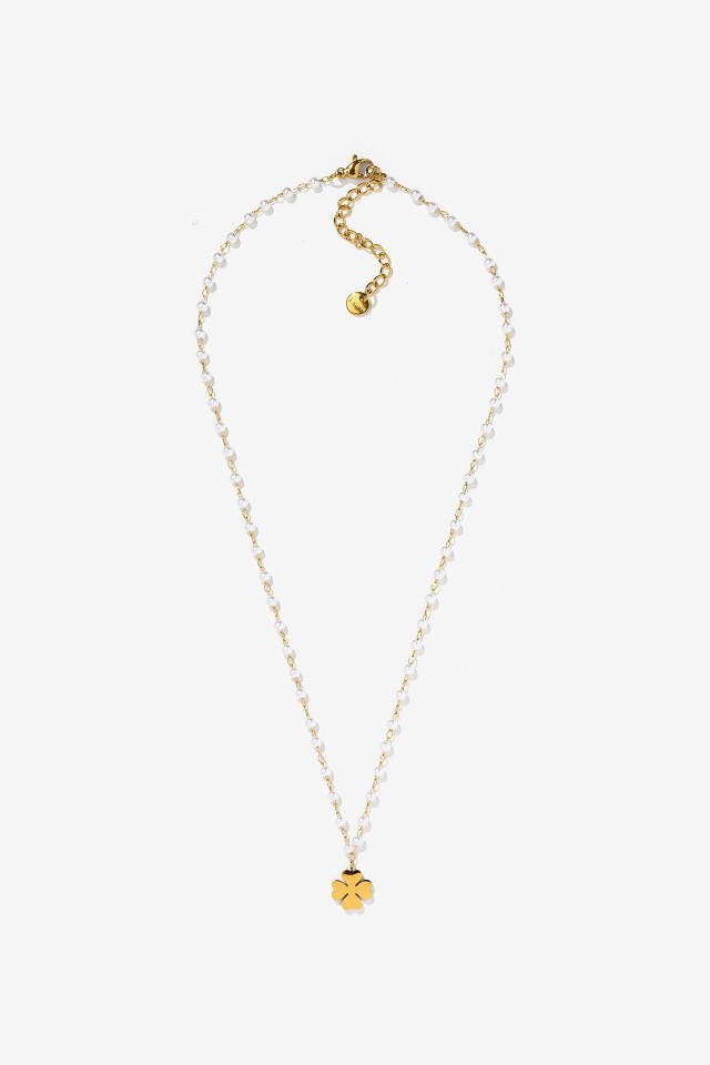 Collar de Acero con Colgante de Trbol