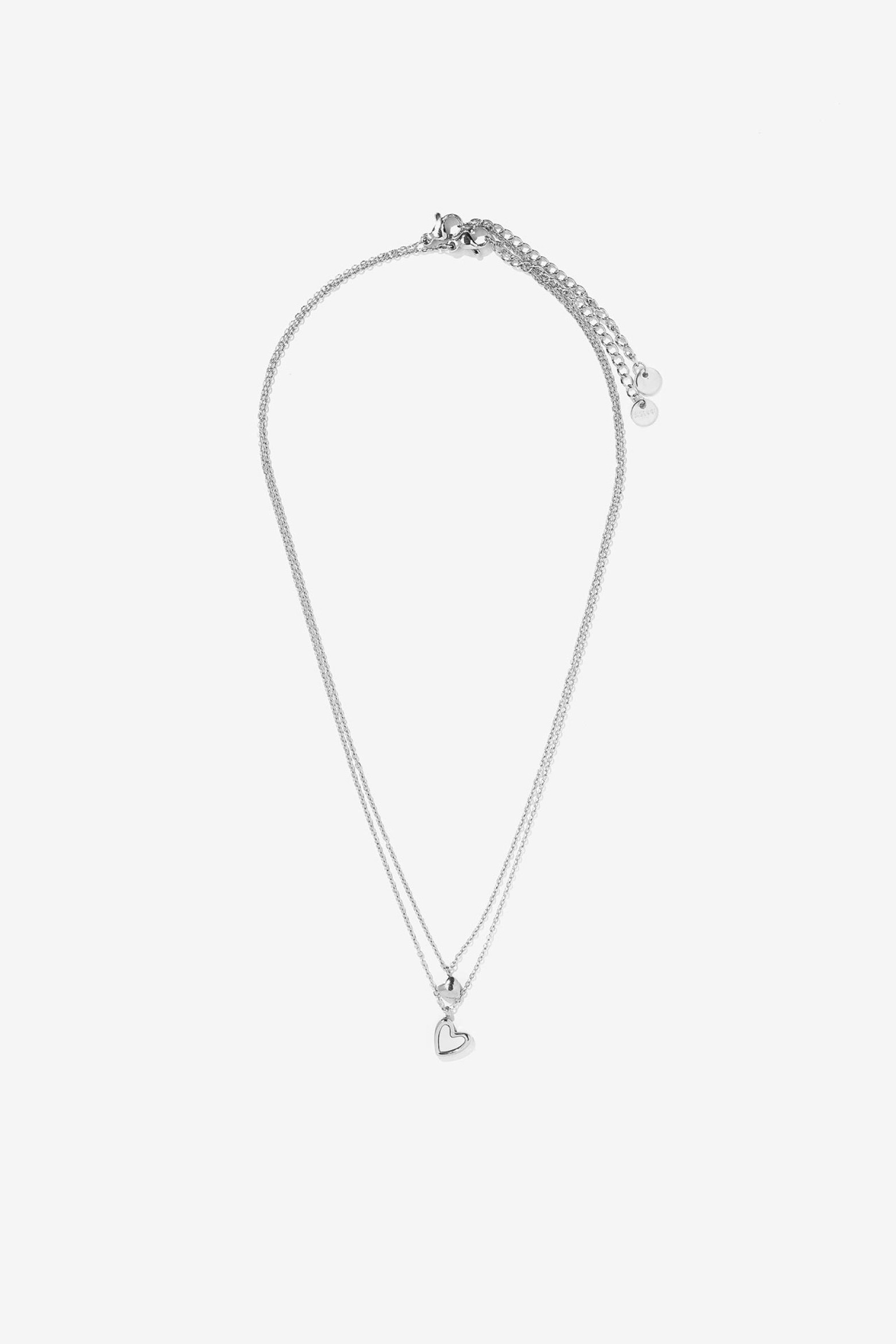 Pack of Two Steel Necklaces with Hearts