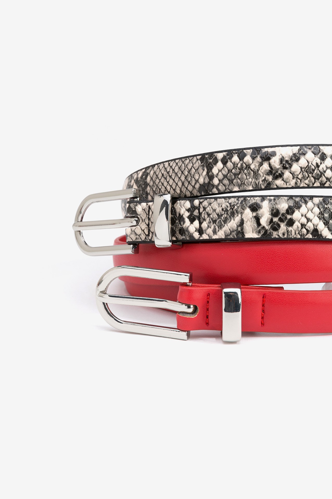 Pack of 2 Snake-Effect Belts