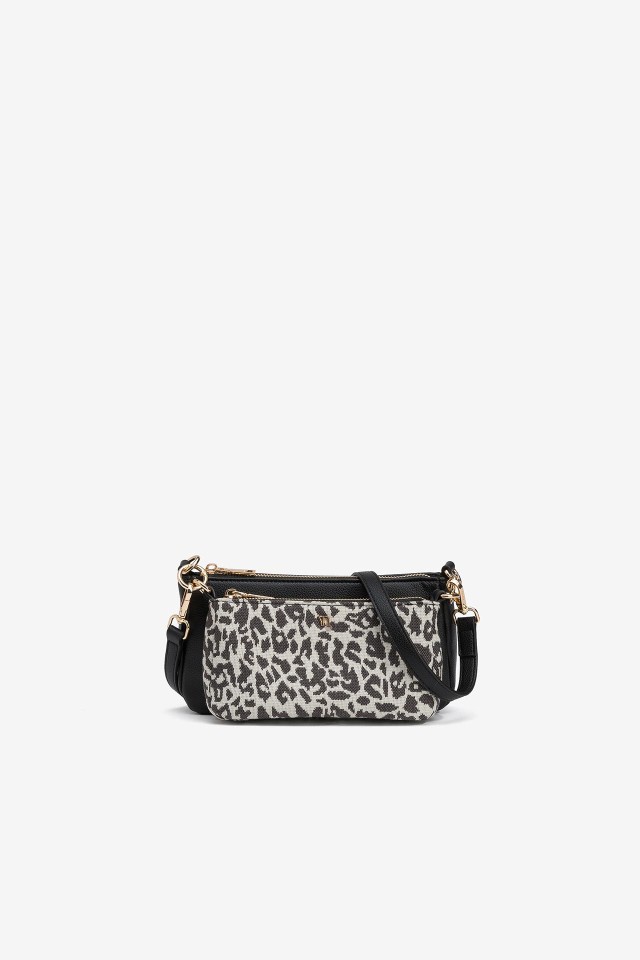 Bolso Bandolera con Bordado de Leopardo