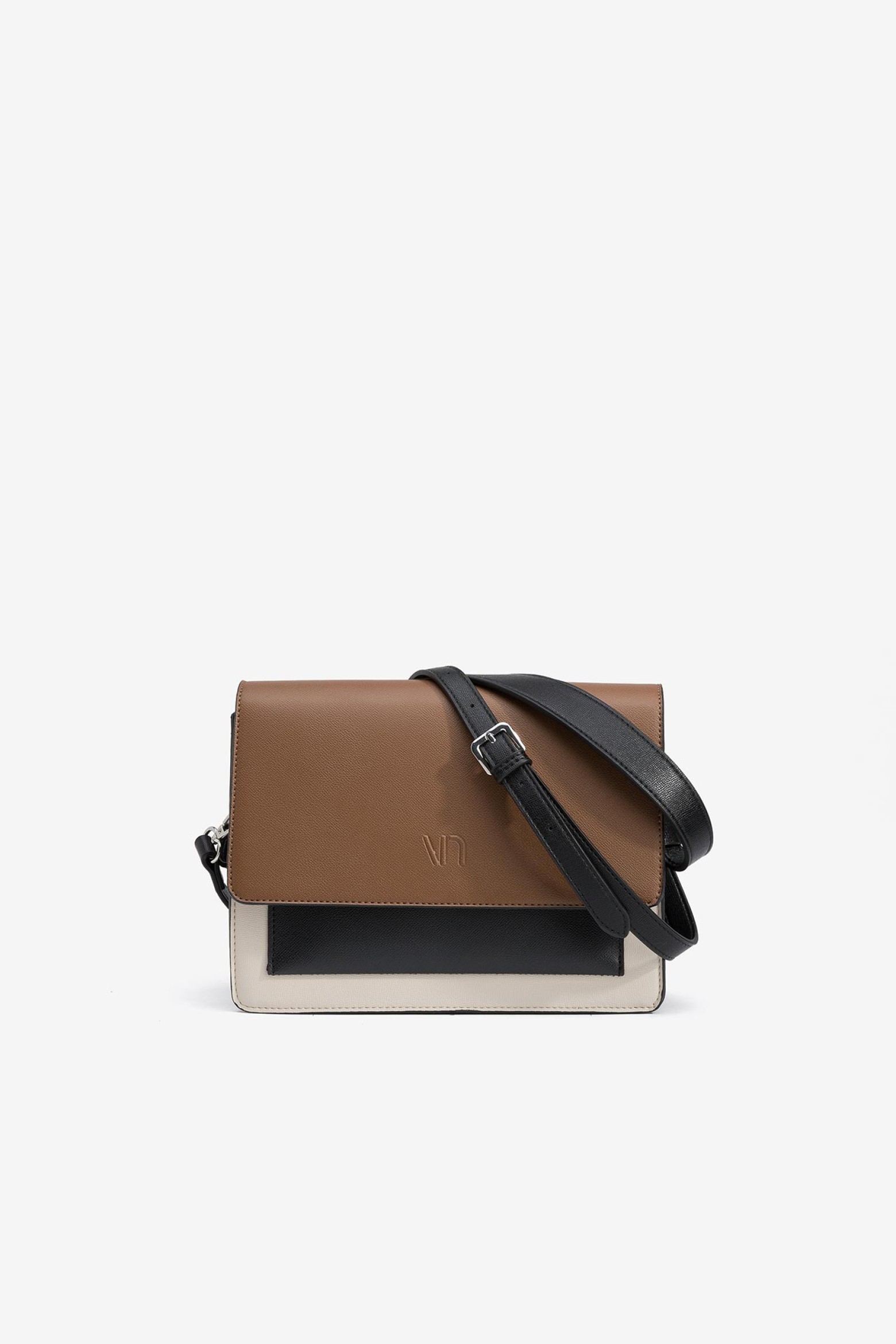 Tricolor Crossbody Bag with Flap
