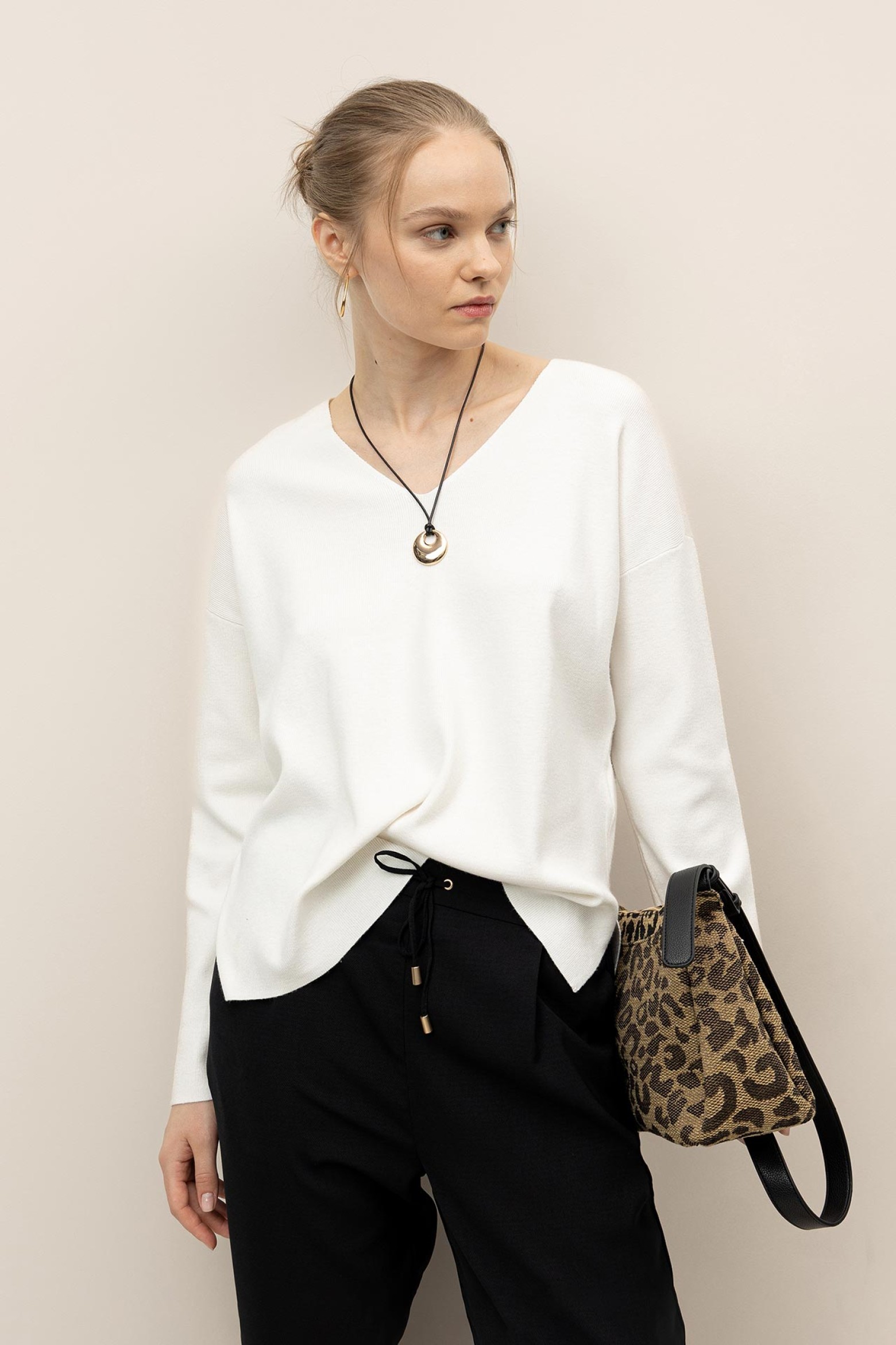 Relaxed Sweater with V-Neck